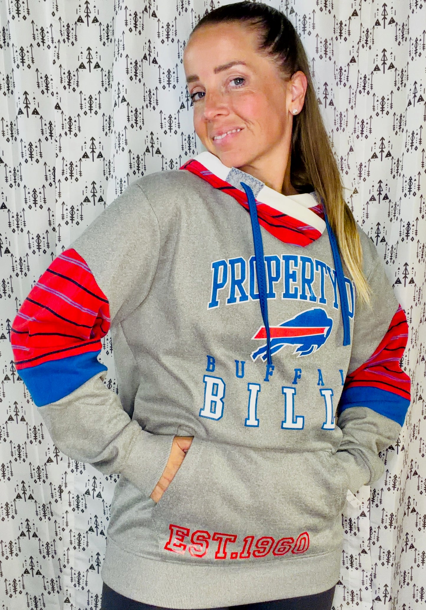 Grey Buffalo Football Hoodie Size Unisex-M/L
