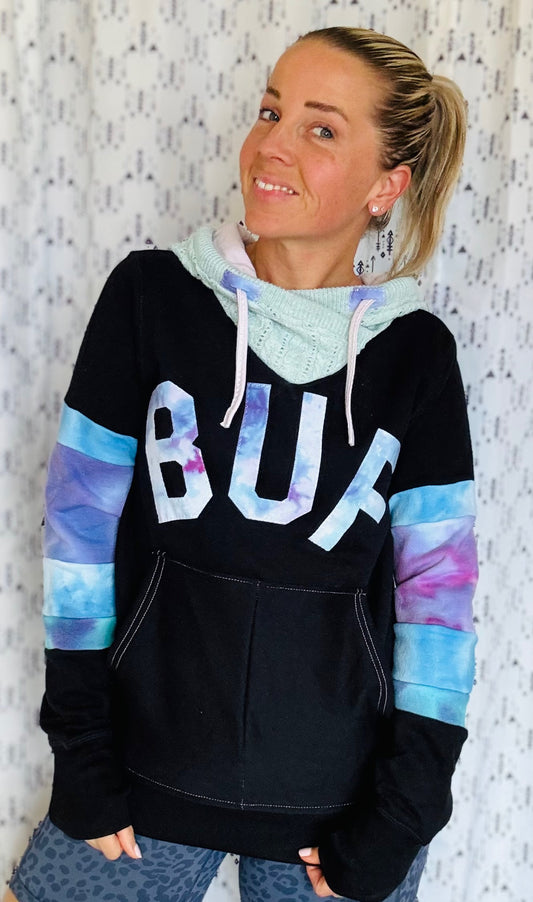 Black & Blue Hues Tie Dye Hoodie Size- Women's S/M