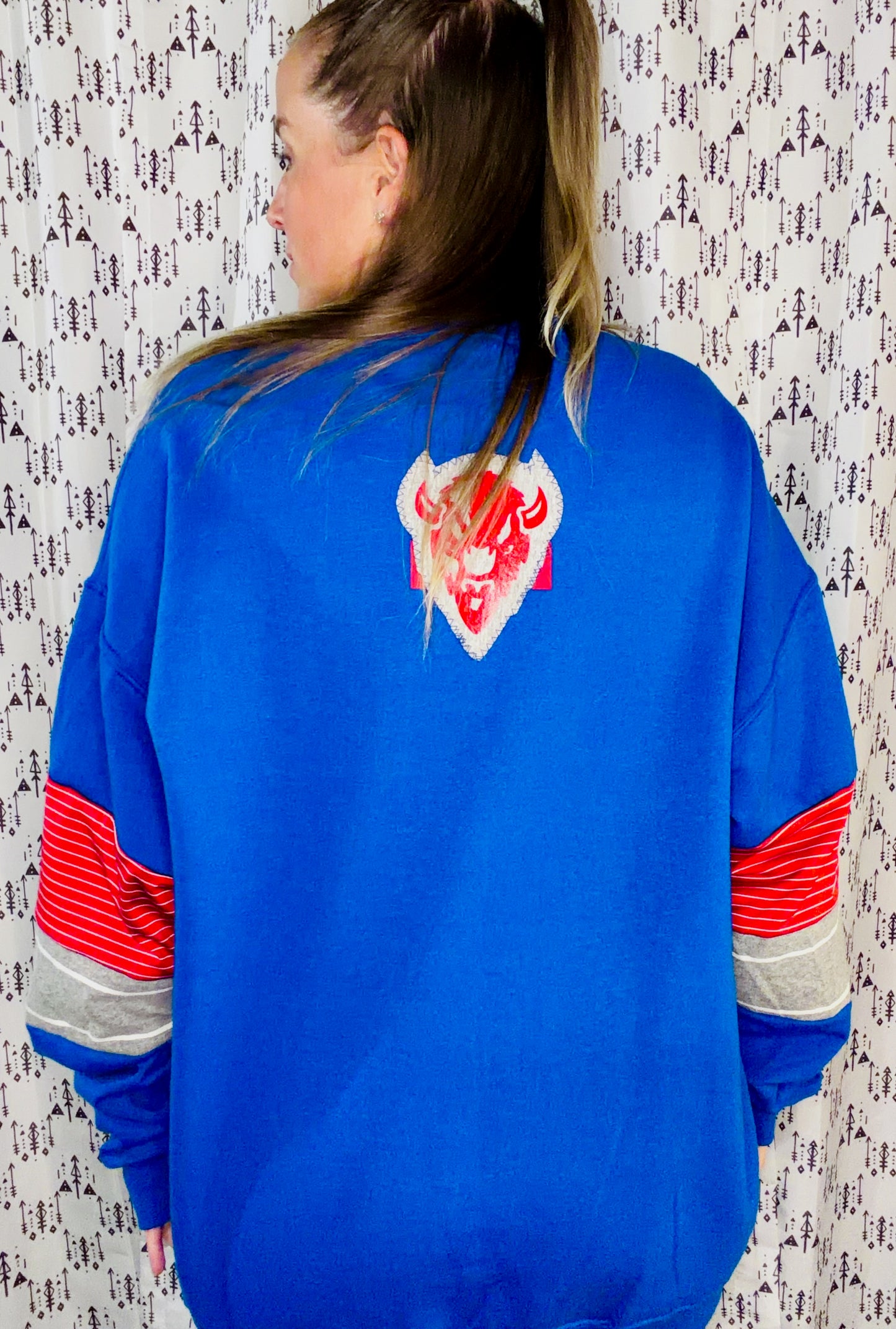 Blue Let's Go Buffalo Football Crewneck Size Unisex-L/XL