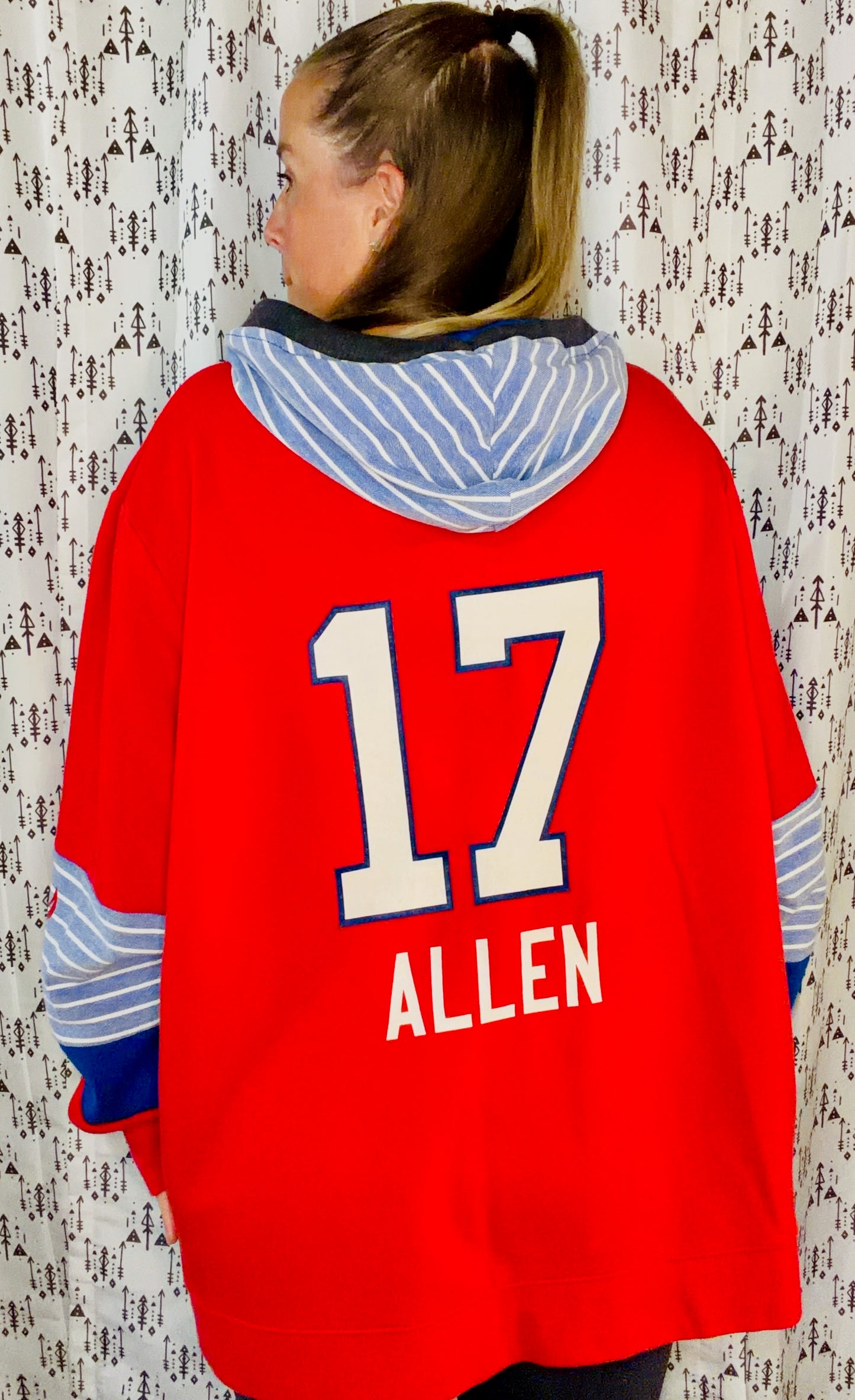 Red Allen #17 Buffalo Football Hoodie Size Unisex-XL/2X
