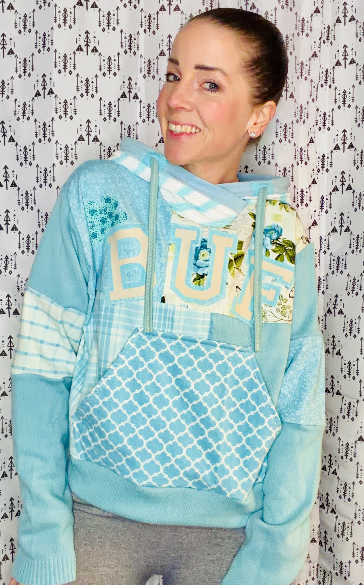 Aqua Blue Buffalo X Bridgerton Hoodie Size Women's-M/L