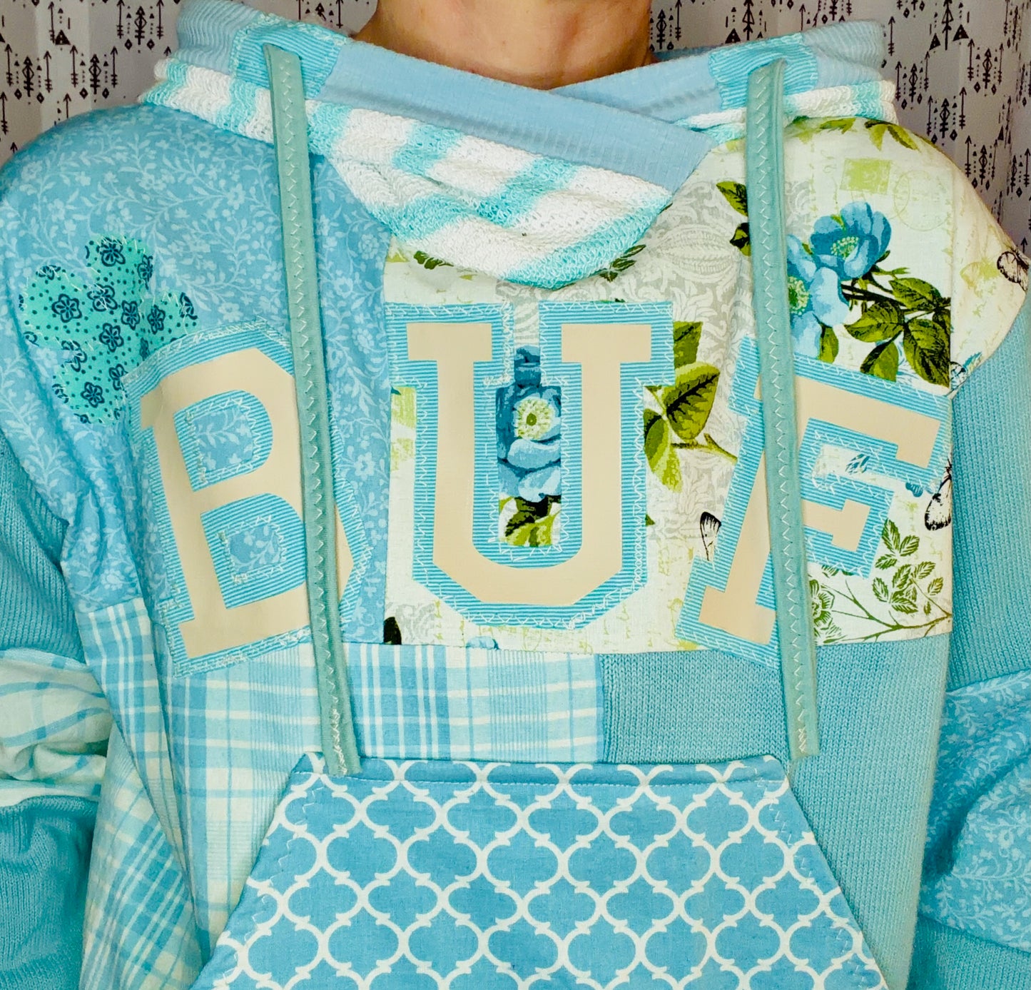 Aqua Blue Buffalo X Bridgerton Hoodie Size Women's-M/L