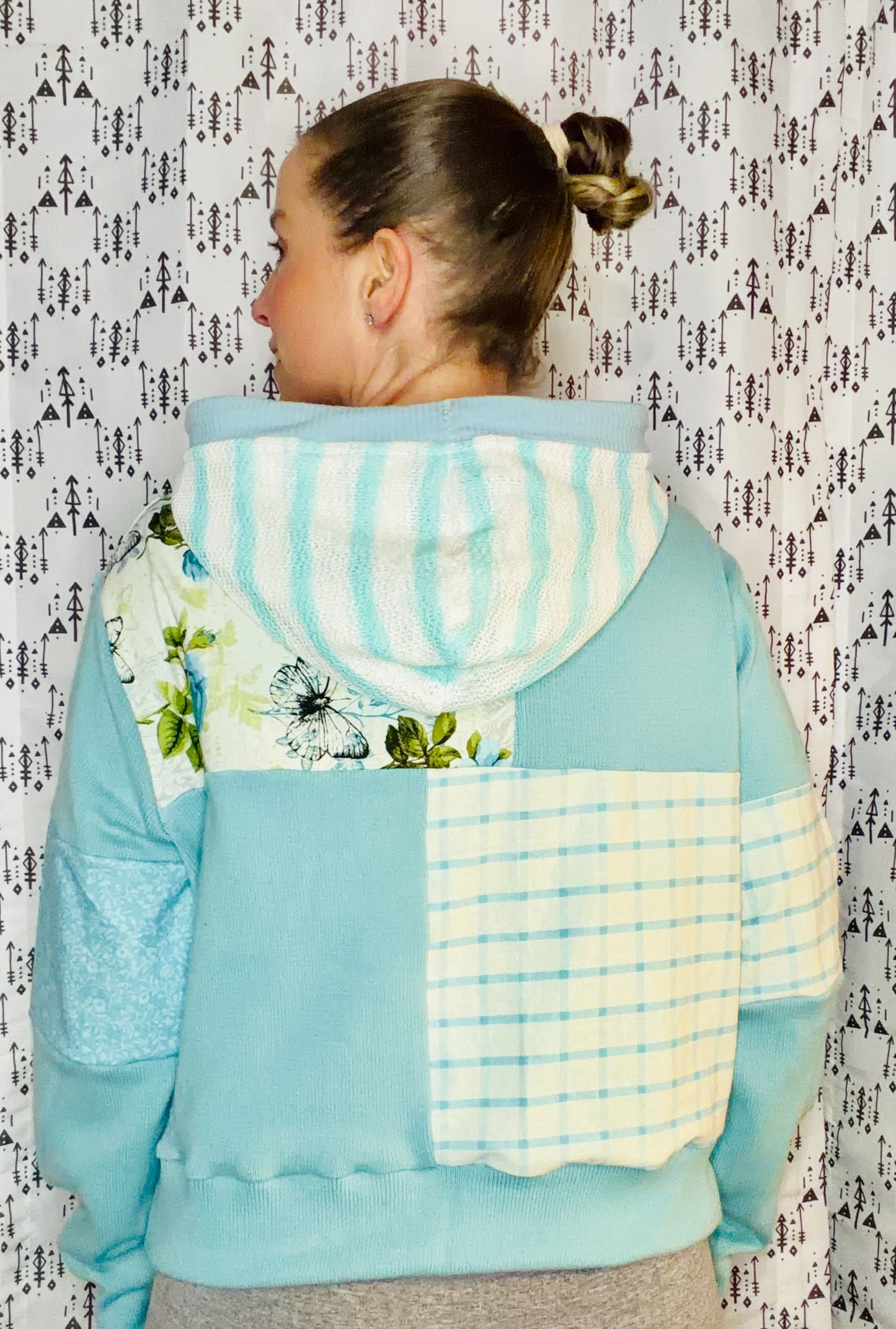 Aqua Blue Buffalo X Bridgerton Hoodie Size Women's-M/L