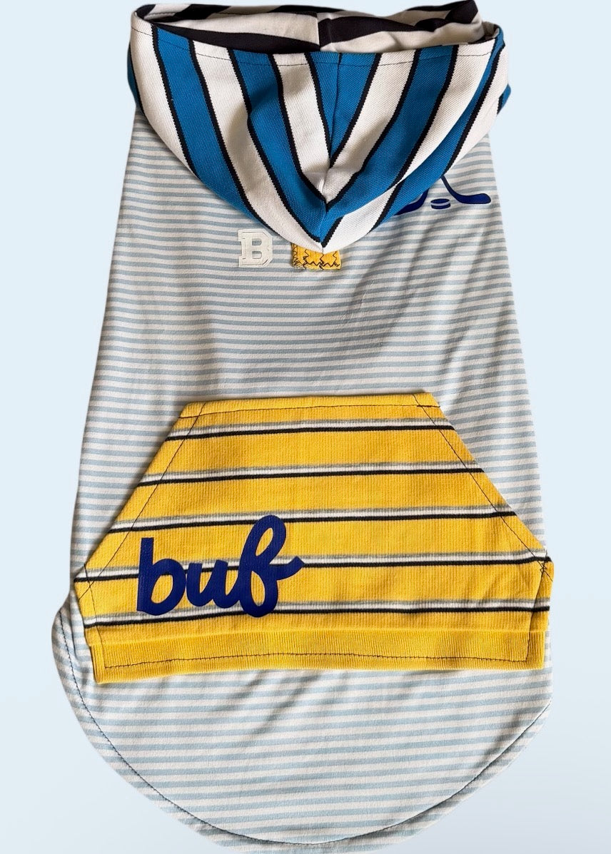 Striped Buffalo Hockey Dog Hoodie Size-L