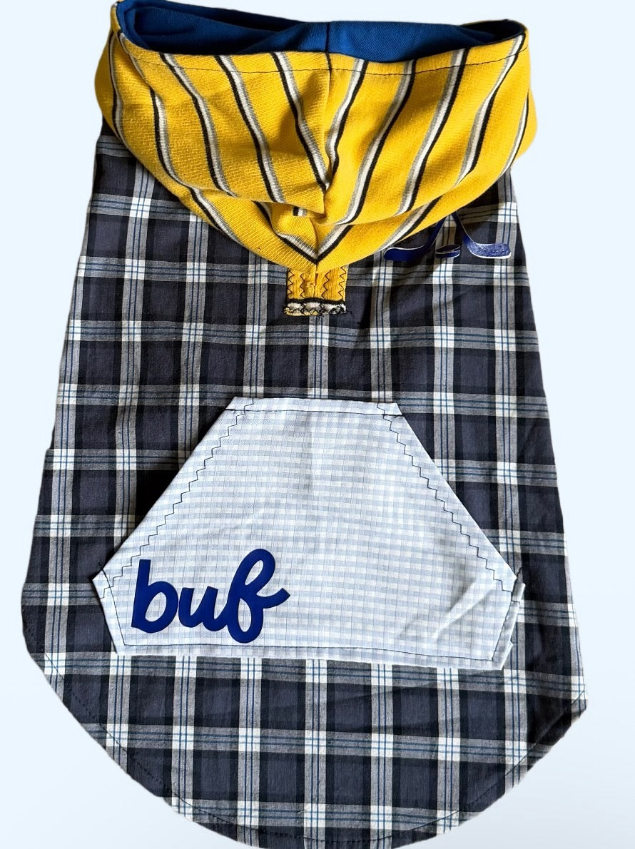 Plaid Buffalo Hockey Dog Hoodie Size-M