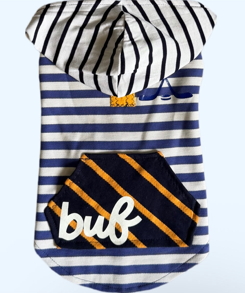 Striped Buffalo Hockey Dog Hoodie Size-S