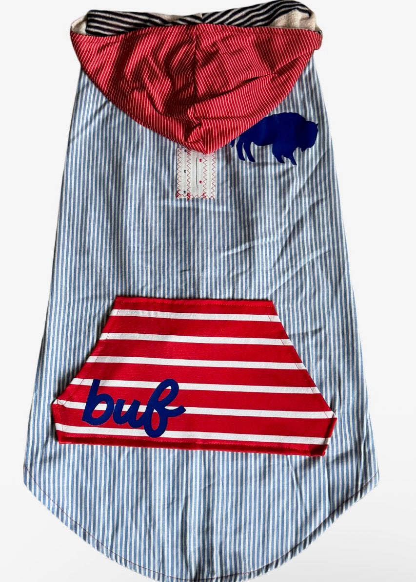Striped Buffalo Football Dog Hoodie Size-XL