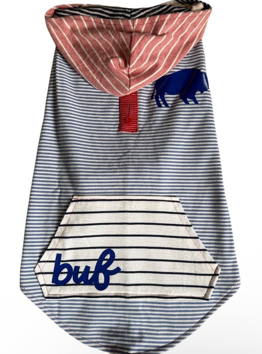 Striped Buffalo Football Dog Hoodie Size-L