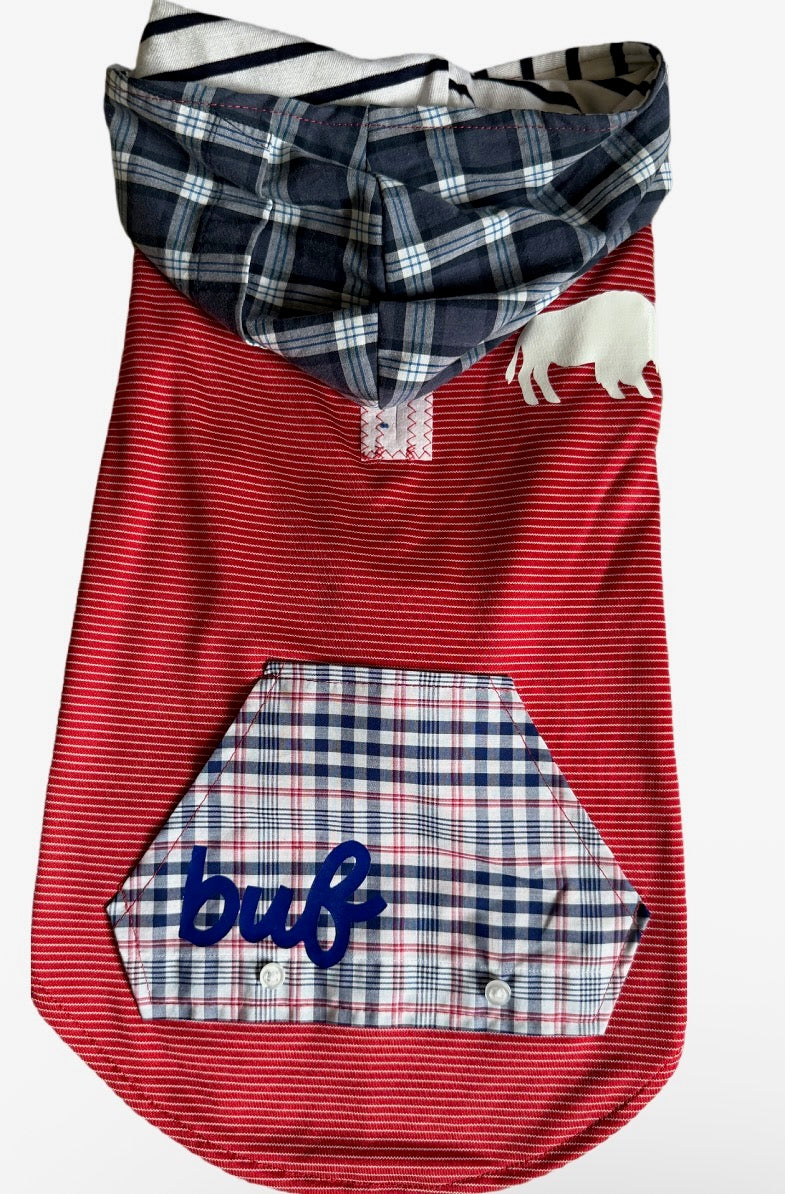 Striped Buffalo Football Dog Hoodie Size- M