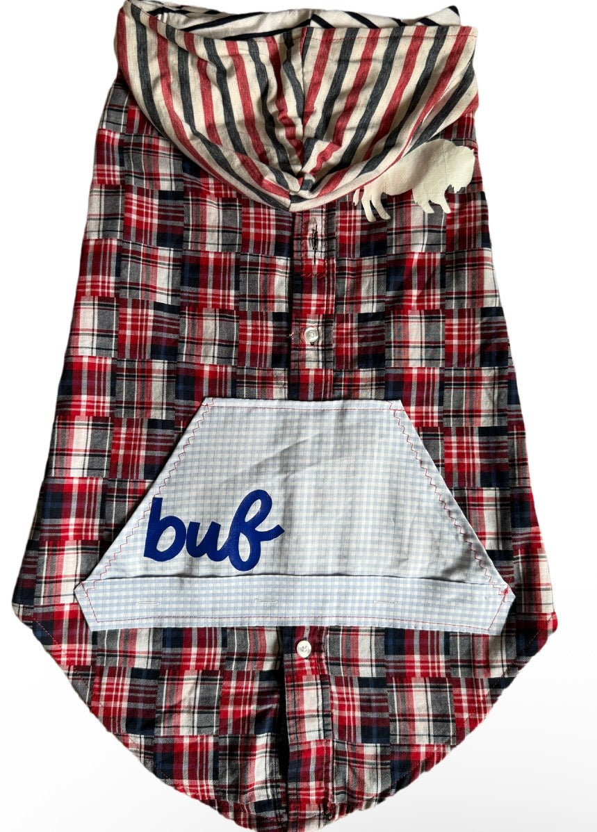 Plaid Buffalo Football Dog Hoodie Size- XL