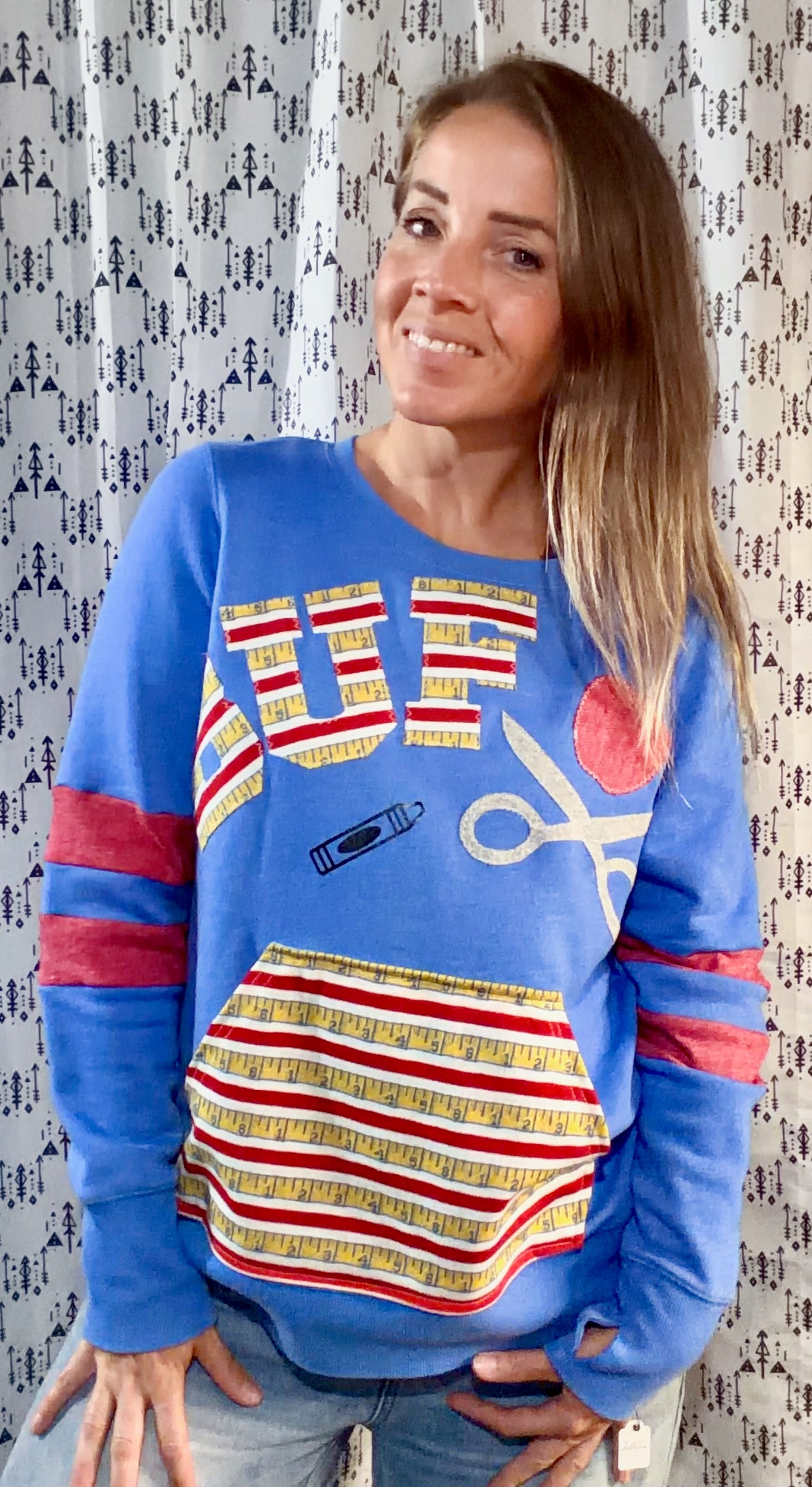 Light Blue Back To School Buffalo Crewneck Size Women's-L/XL