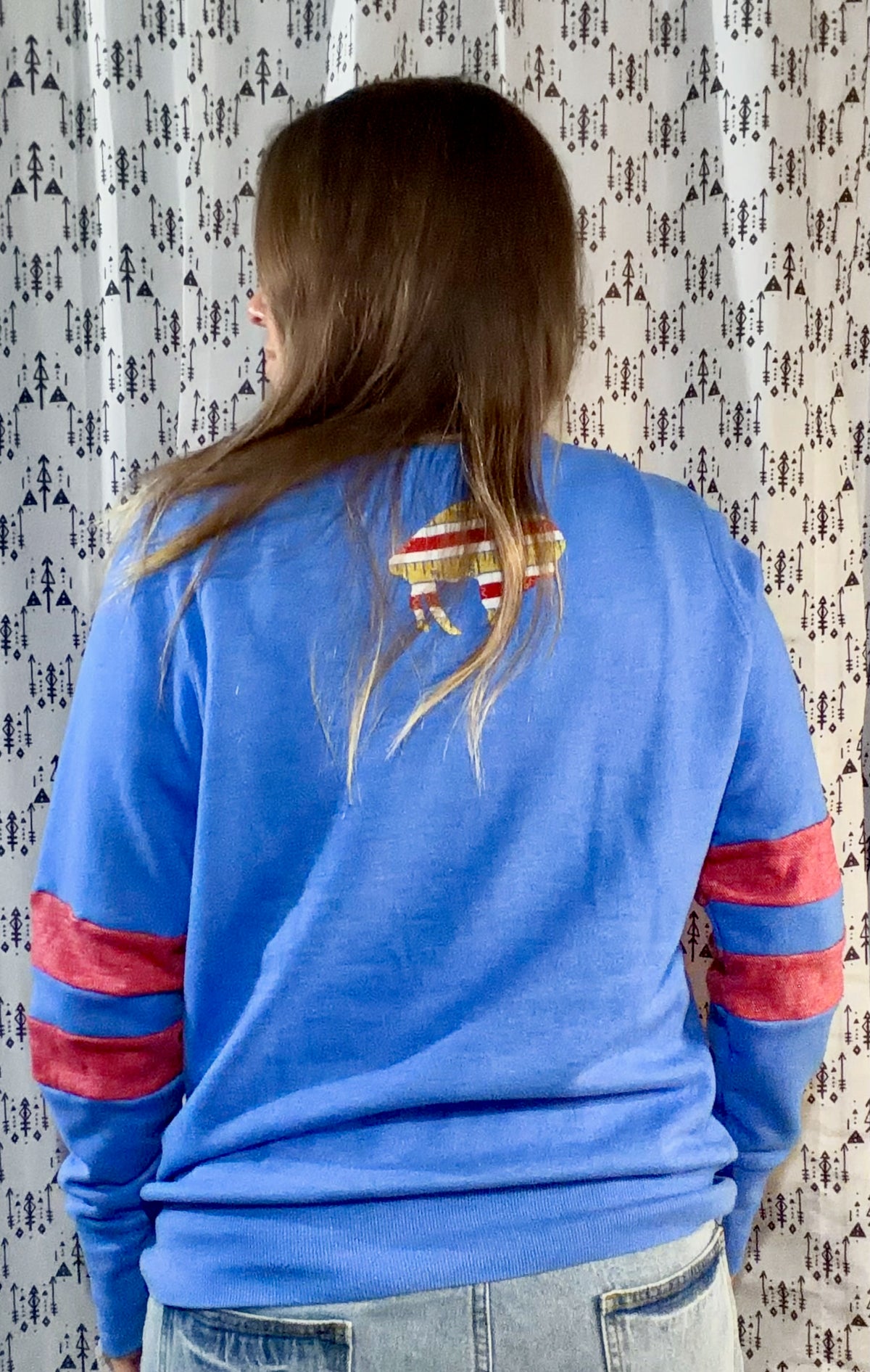 Light Blue Back To School Buffalo Crewneck Size Women's-L/XL