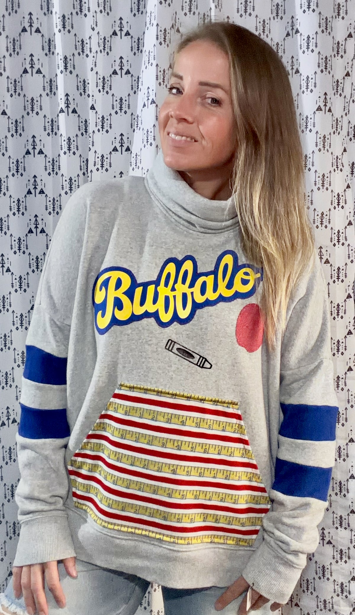 Light Grey Back To School Buffalo Cowlneck Size Women's-XL/2X
