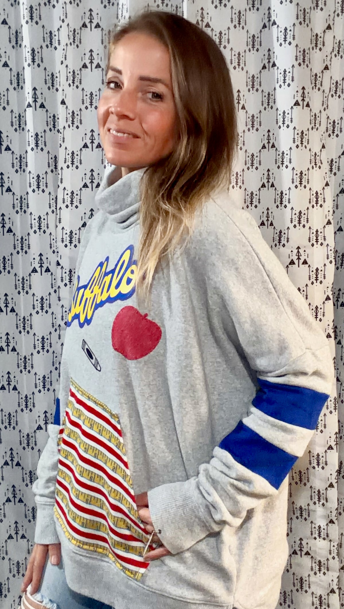 Light Grey Back To School Buffalo Cowlneck Size Women's-XL/2X
