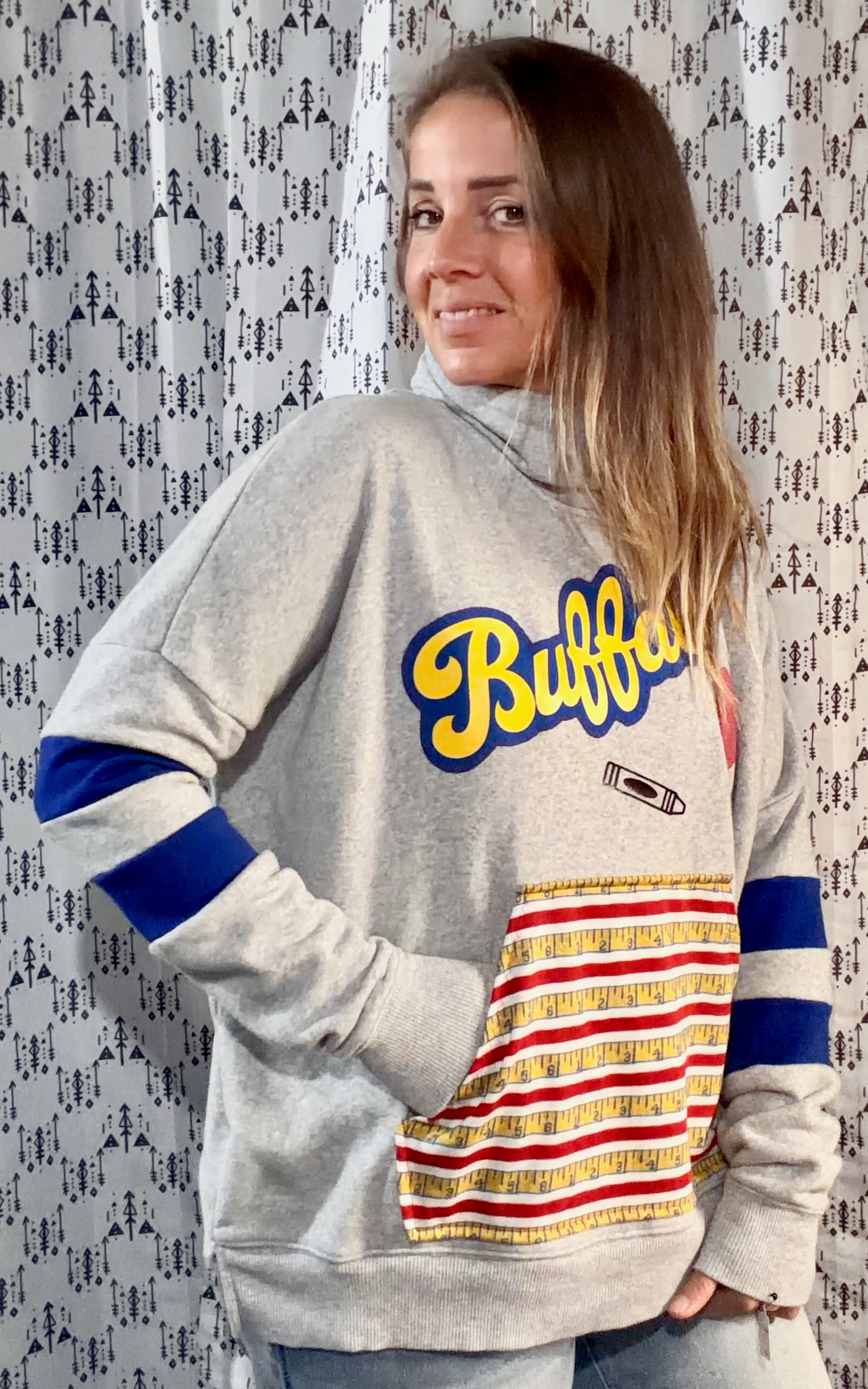 Light Grey Back To School Buffalo Cowlneck Size Women's-XL/2X