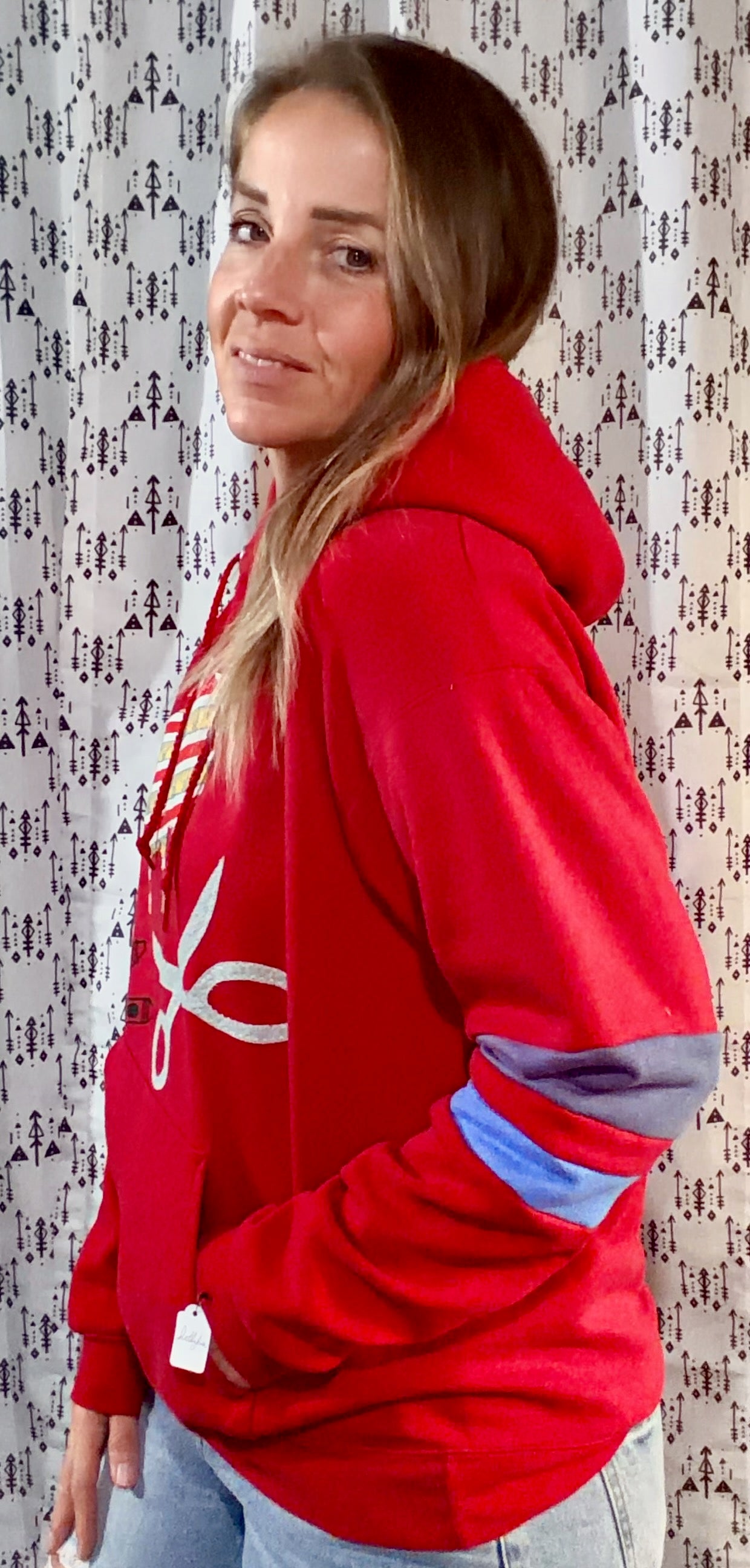 Red Back To School Buffalo Hoodie Size Unisex-M/L