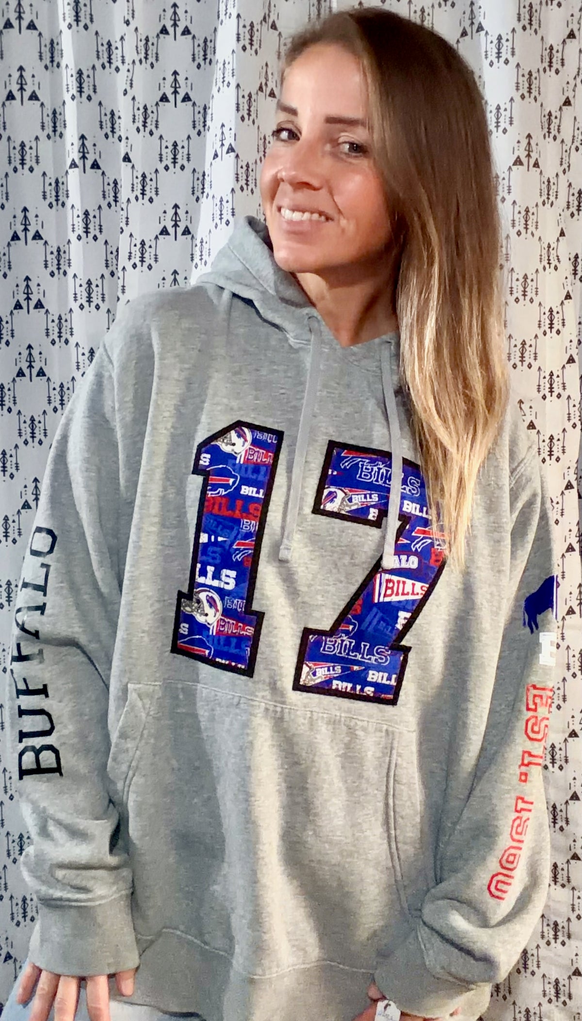 Grey Color-Block #17 Football Hoodie Size Unisex- L/XL