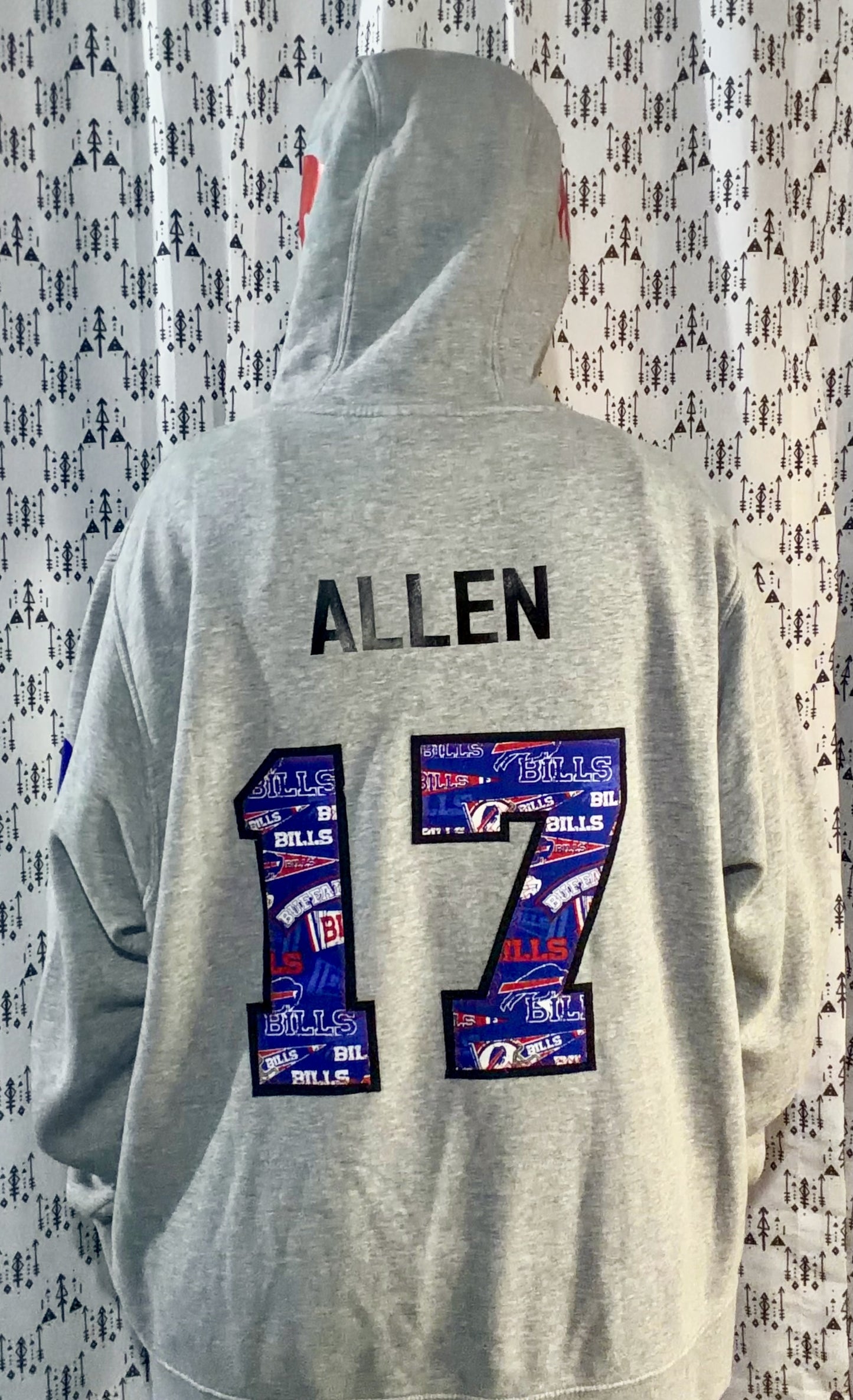 Grey Color-Block #17 Football Hoodie Size Unisex- L/XL