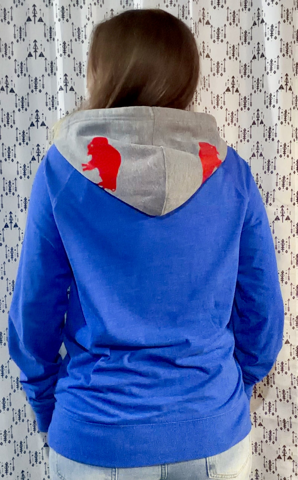 Blue Color-Block BUF Football 1/4 Zip Hoodie Size Unisex- S/M