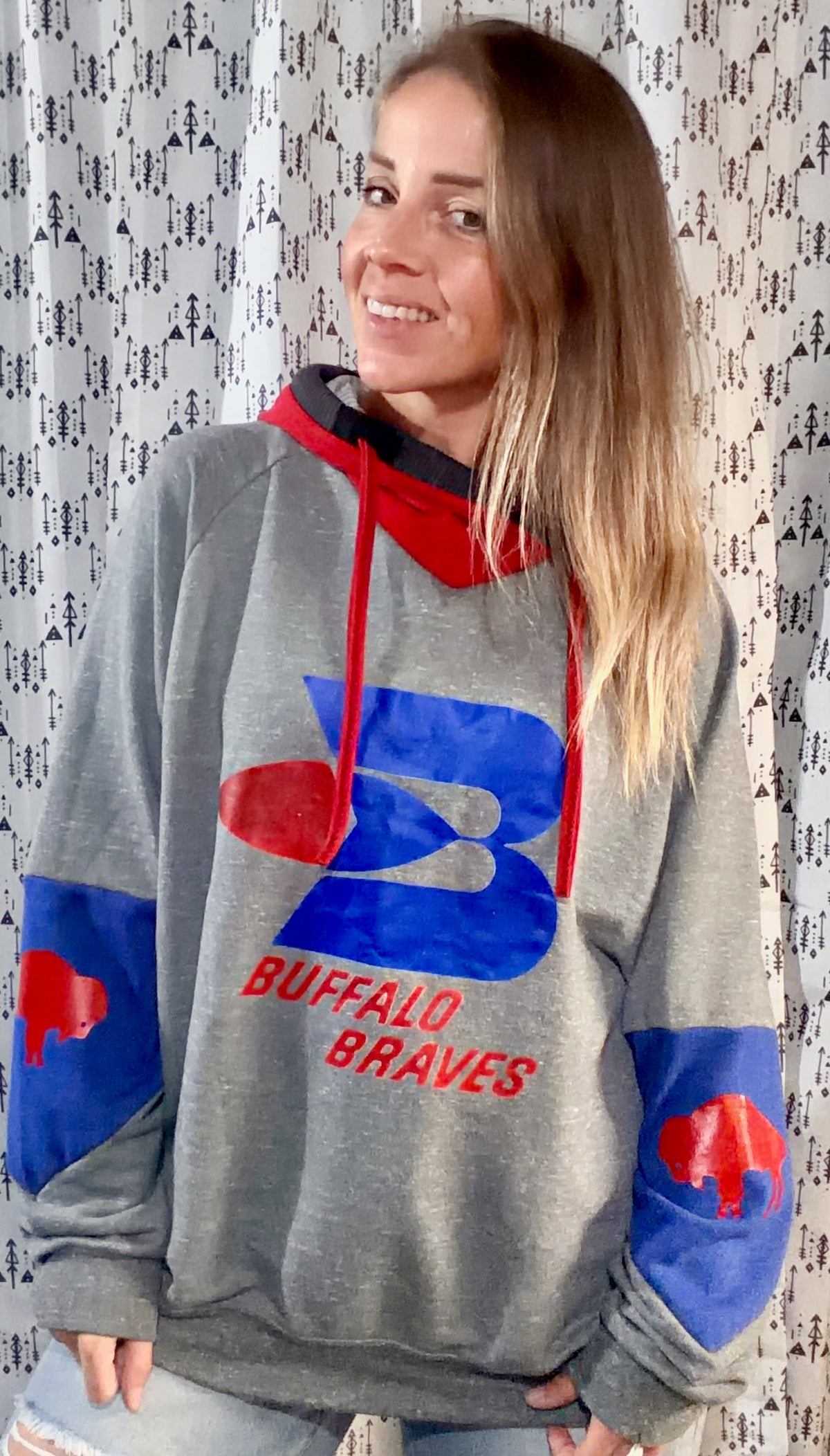 Grey Buffalo Braves Hoodie Size Unisex- L/XL