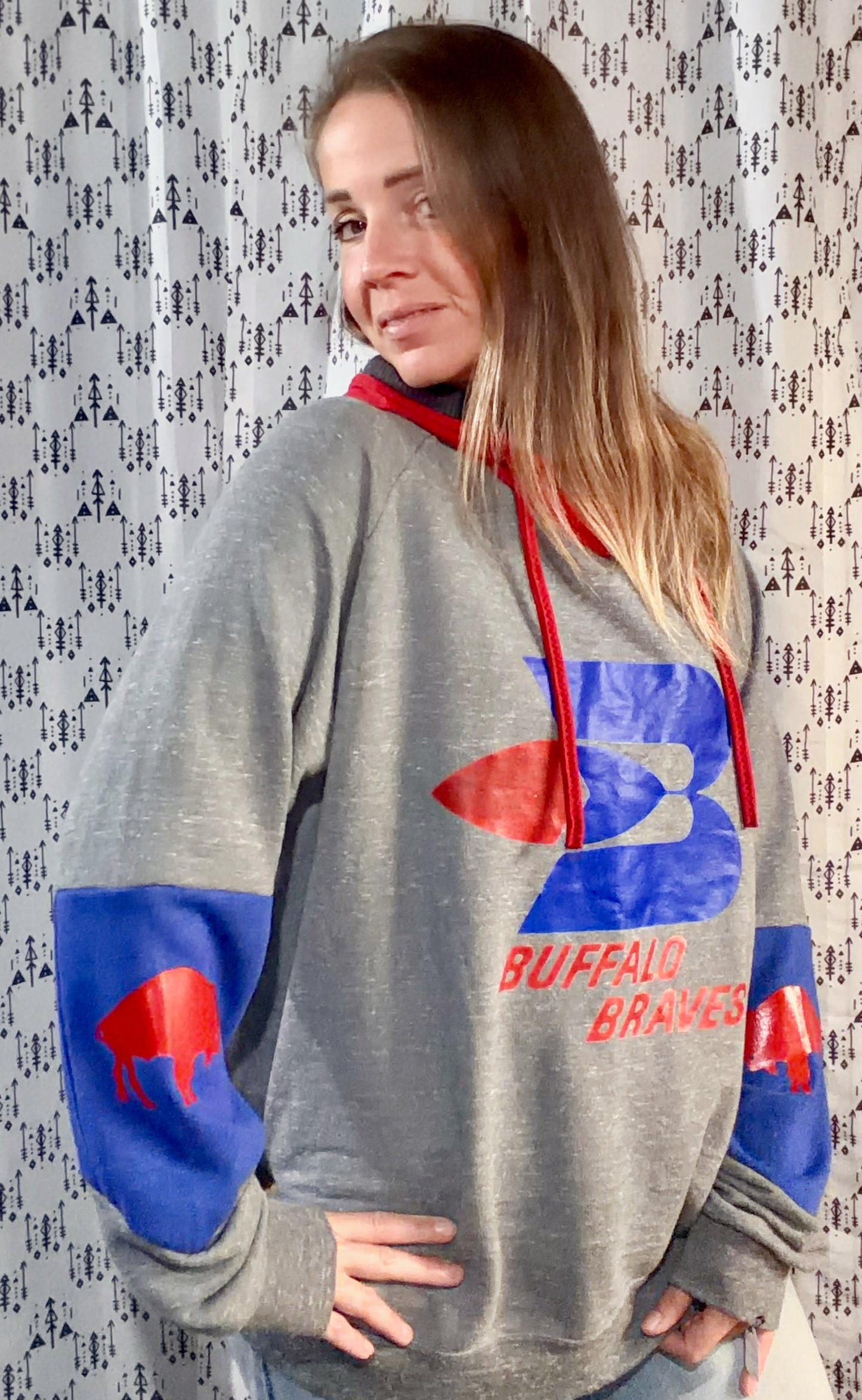 Grey Buffalo Braves Hoodie Size Unisex- L/XL