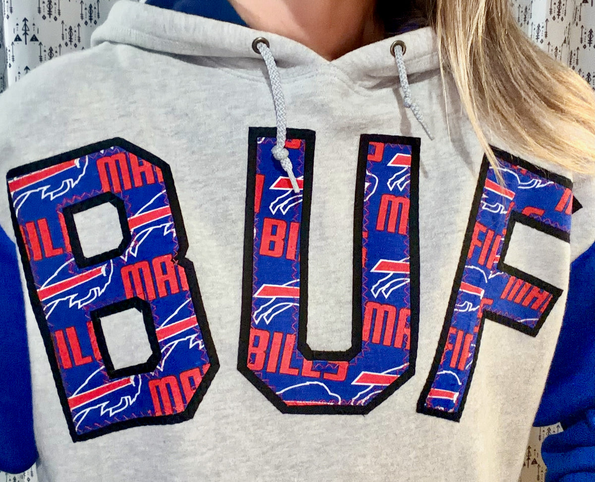 Grey Color-Block BUF Football Hoodie Size Unisex- M/L