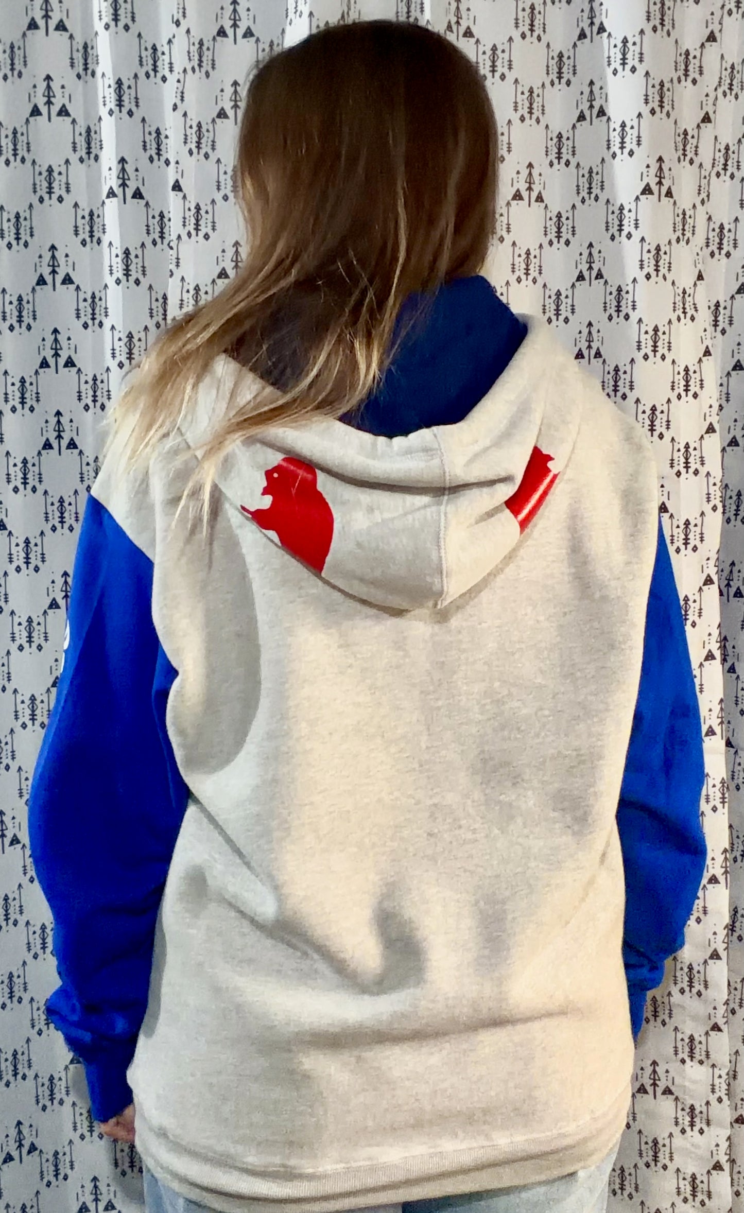 Grey Color-Block BUF Football Hoodie Size Unisex- M/L