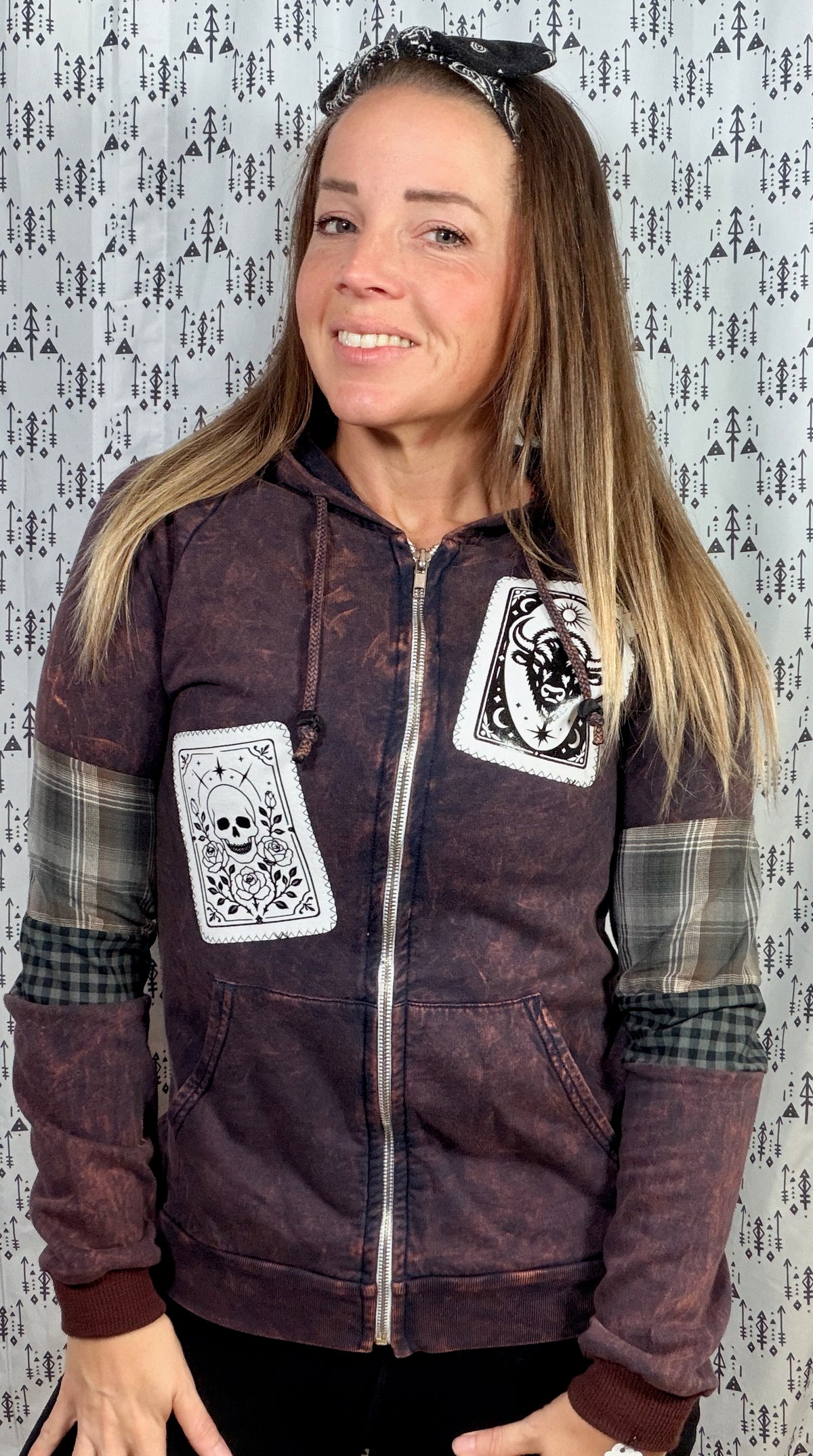 Brown Buffalo Tarot Zip Up Hoodie Size Women's- XS/S
