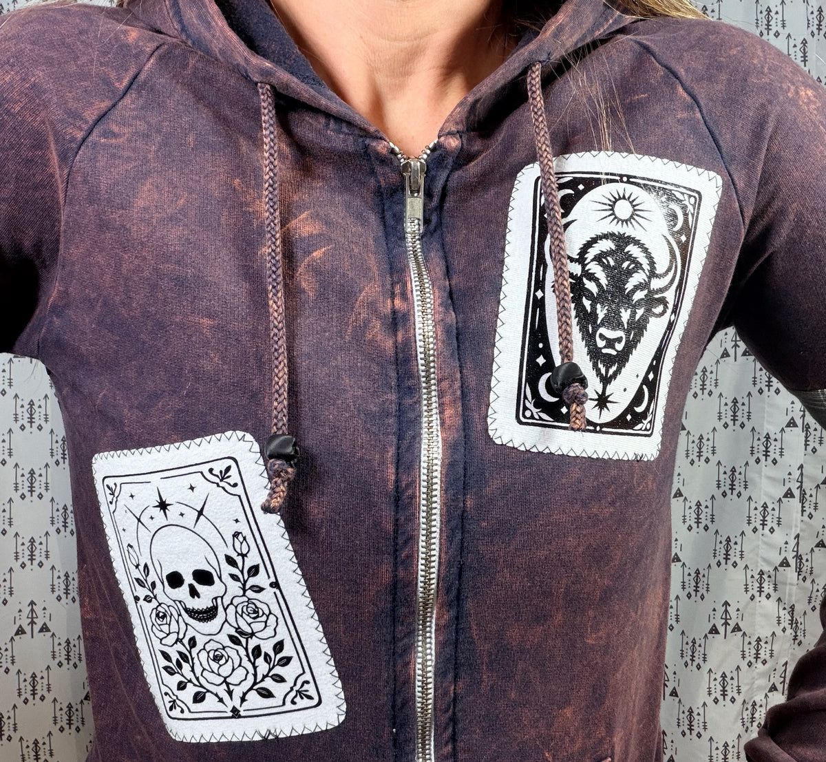 Brown Buffalo Tarot Zip Up Hoodie Size Women's- XS/S