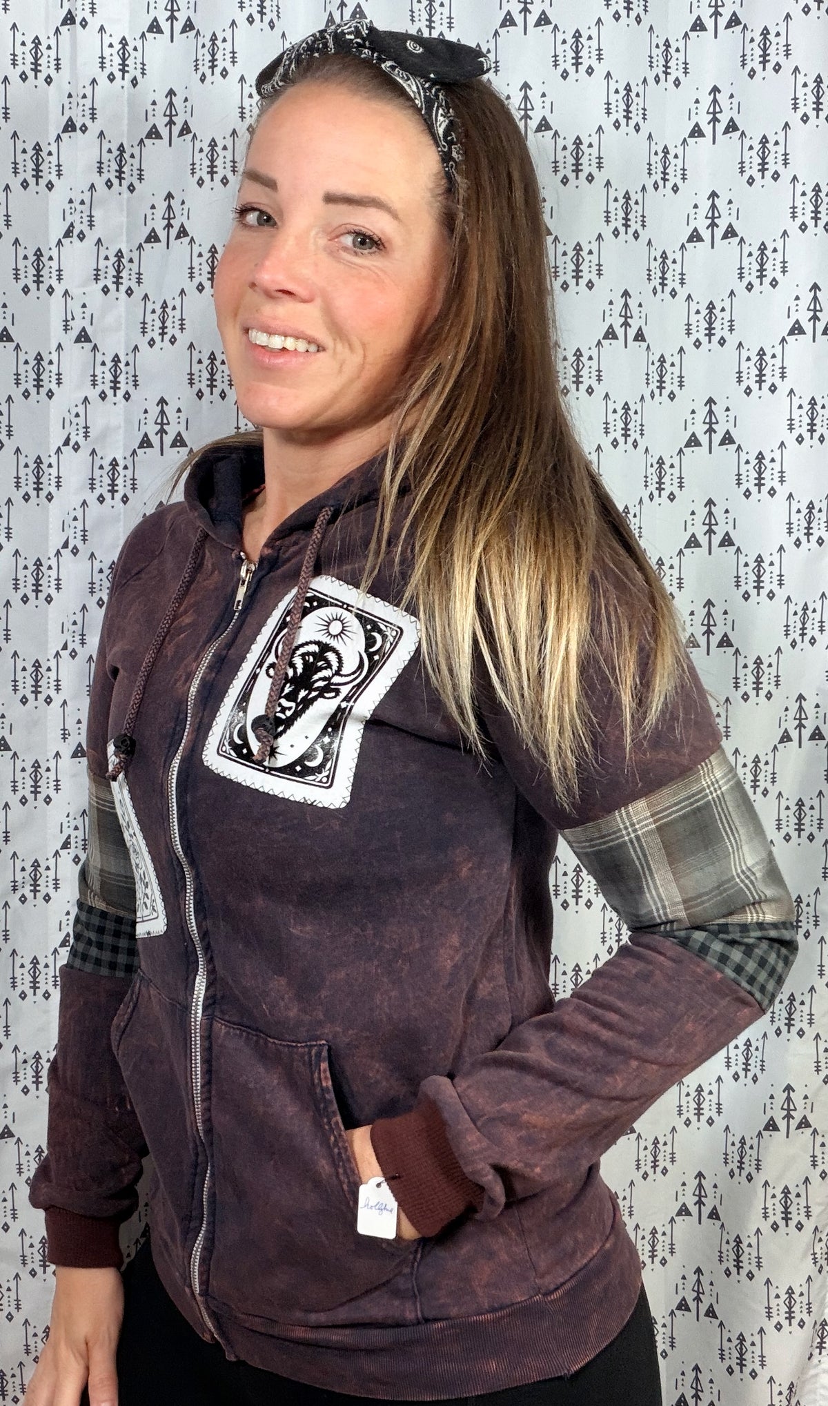 Brown Buffalo Tarot Zip Up Hoodie Size Women's- XS/S