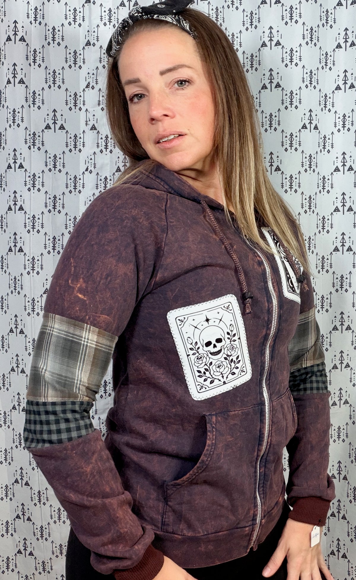 Brown Buffalo Tarot Zip Up Hoodie Size Women's- XS/S