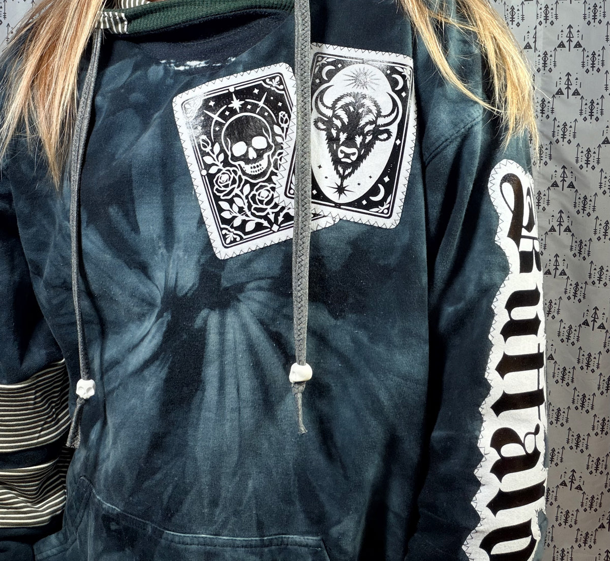 Dark Tie Dye Buffalo Tarot Hoodie Size Unisex- L/XL