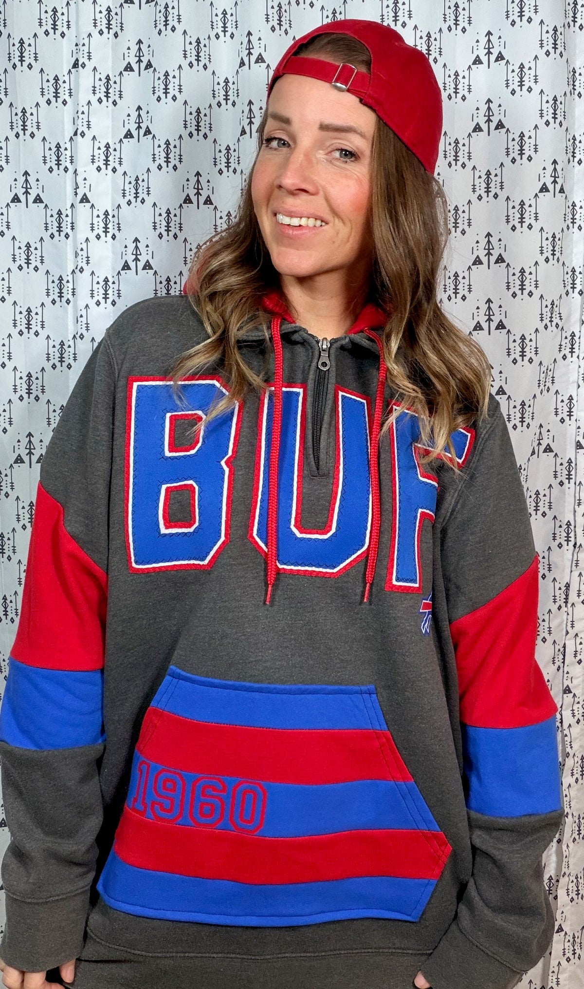 Nickel City BUF 1/4 Zip Hoodie Size Unisex- L/XL
