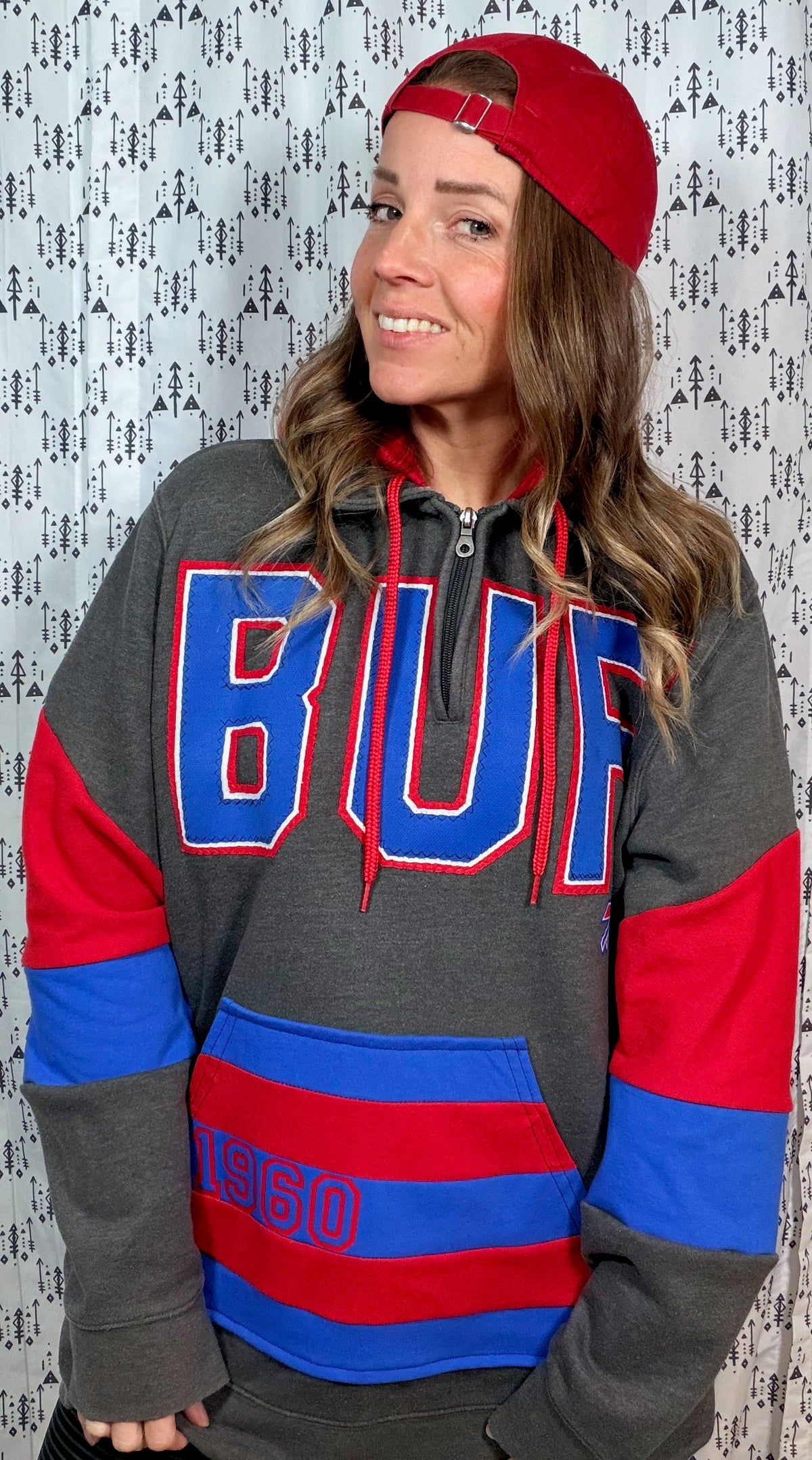 Nickel City BUF 1/4 Zip Hoodie Size Unisex- L/XL