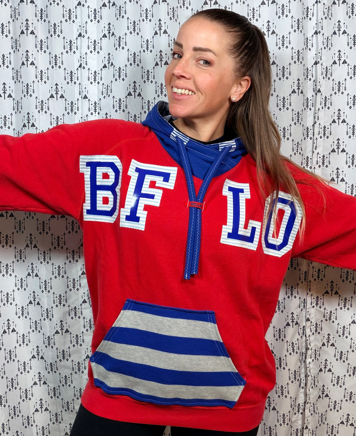 Red BFLO Football Hoodie Size Unisex- M/L