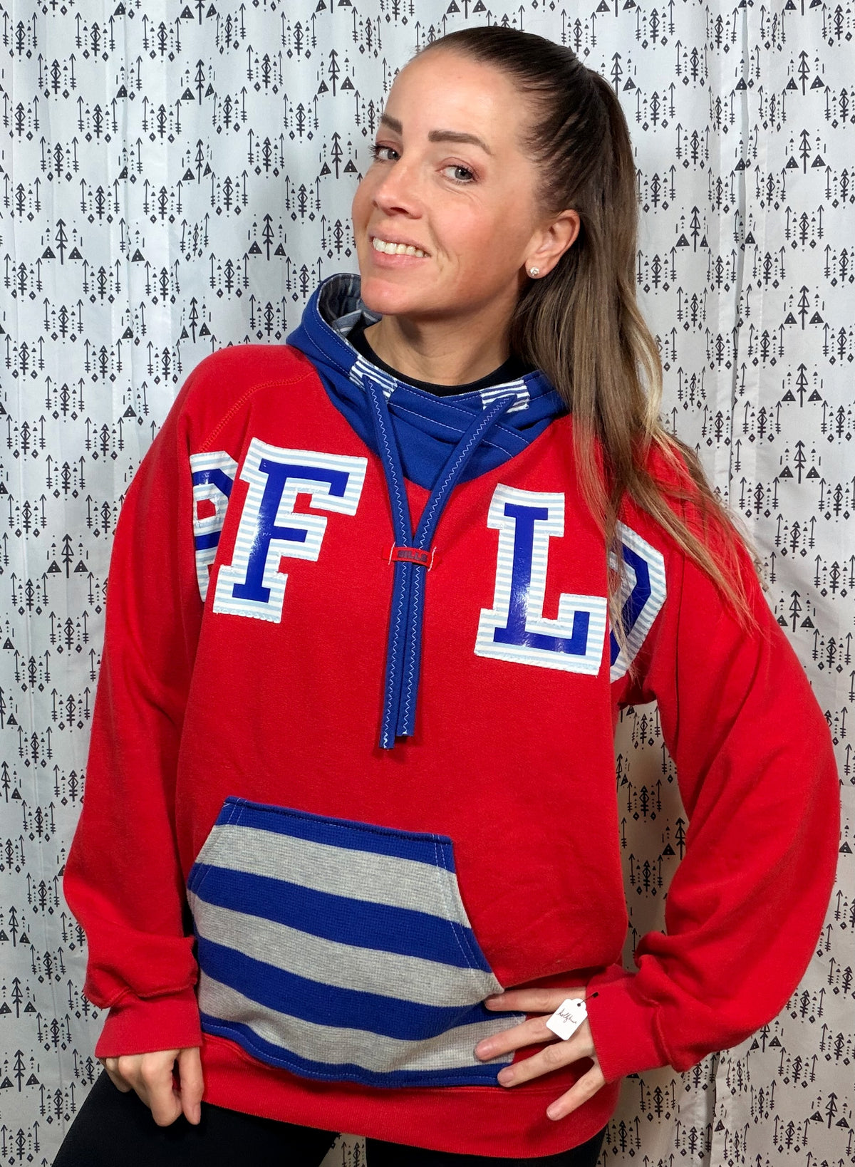 Red BFLO Football Hoodie Size Unisex- M/L