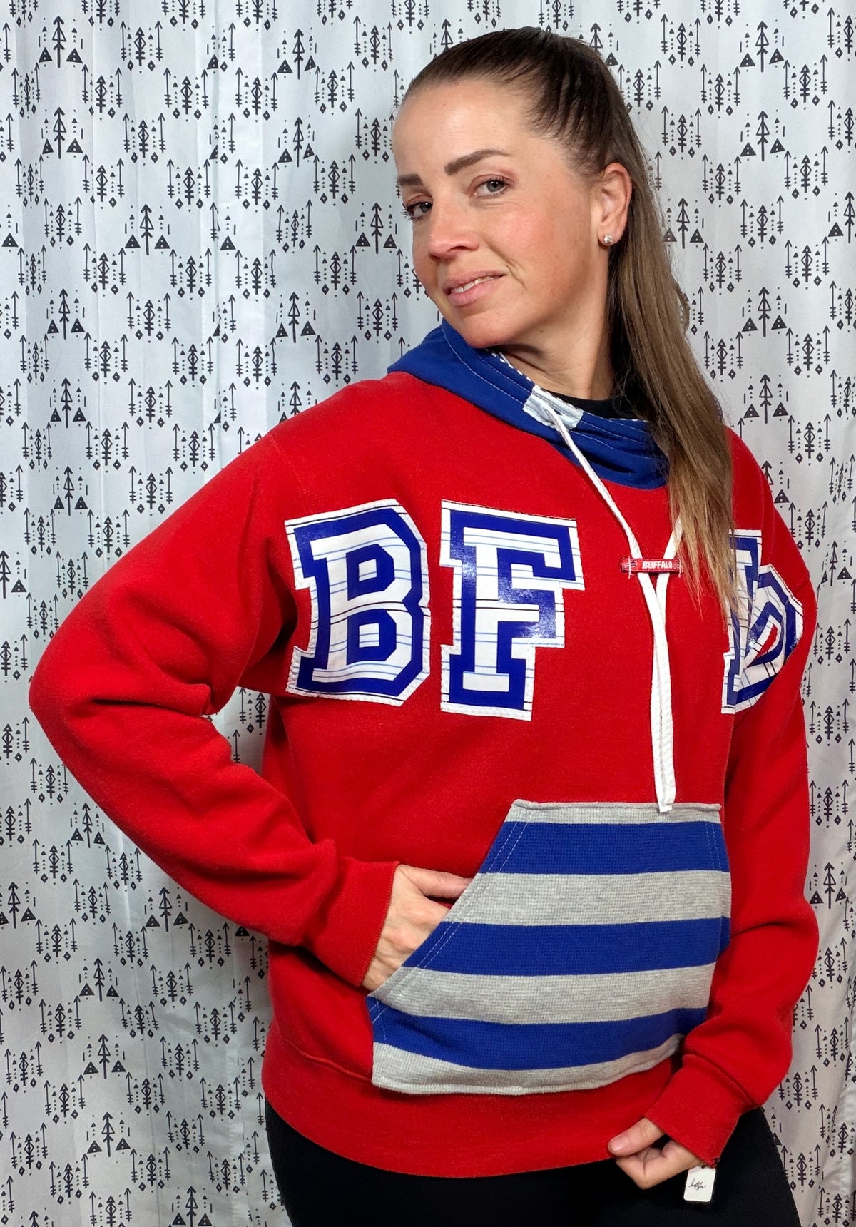 Red BFLO II Football Hoodie Size Unisex- S/M