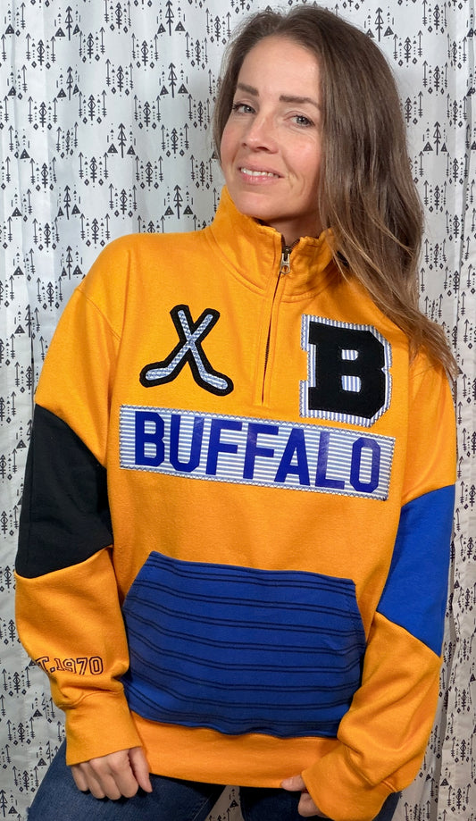 Yellow Buffalo Saberhood  1/4 Zip Hoodie Size Women's- L/XL