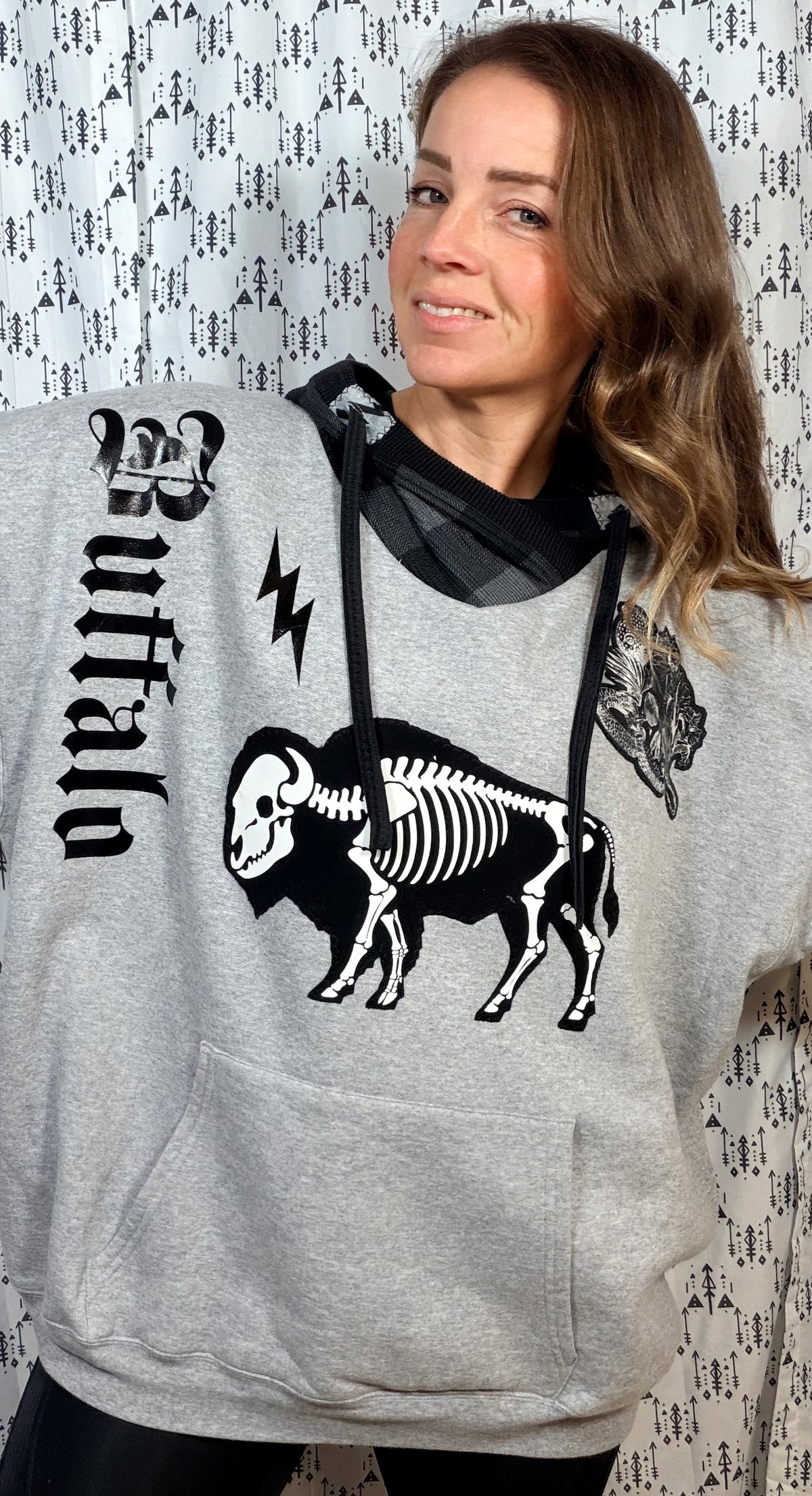 Light Grey Skeleton Buffalo ROCKTOBERFEST Hoodie Size Unisex- 2X