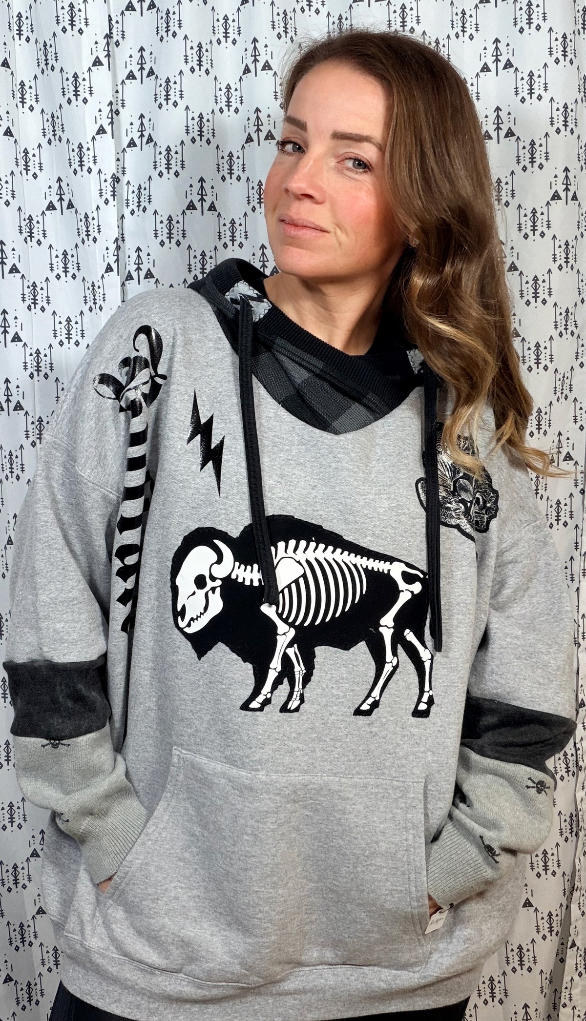 Light Grey Skeleton Buffalo ROCKTOBERFEST Hoodie Size Unisex- 2X