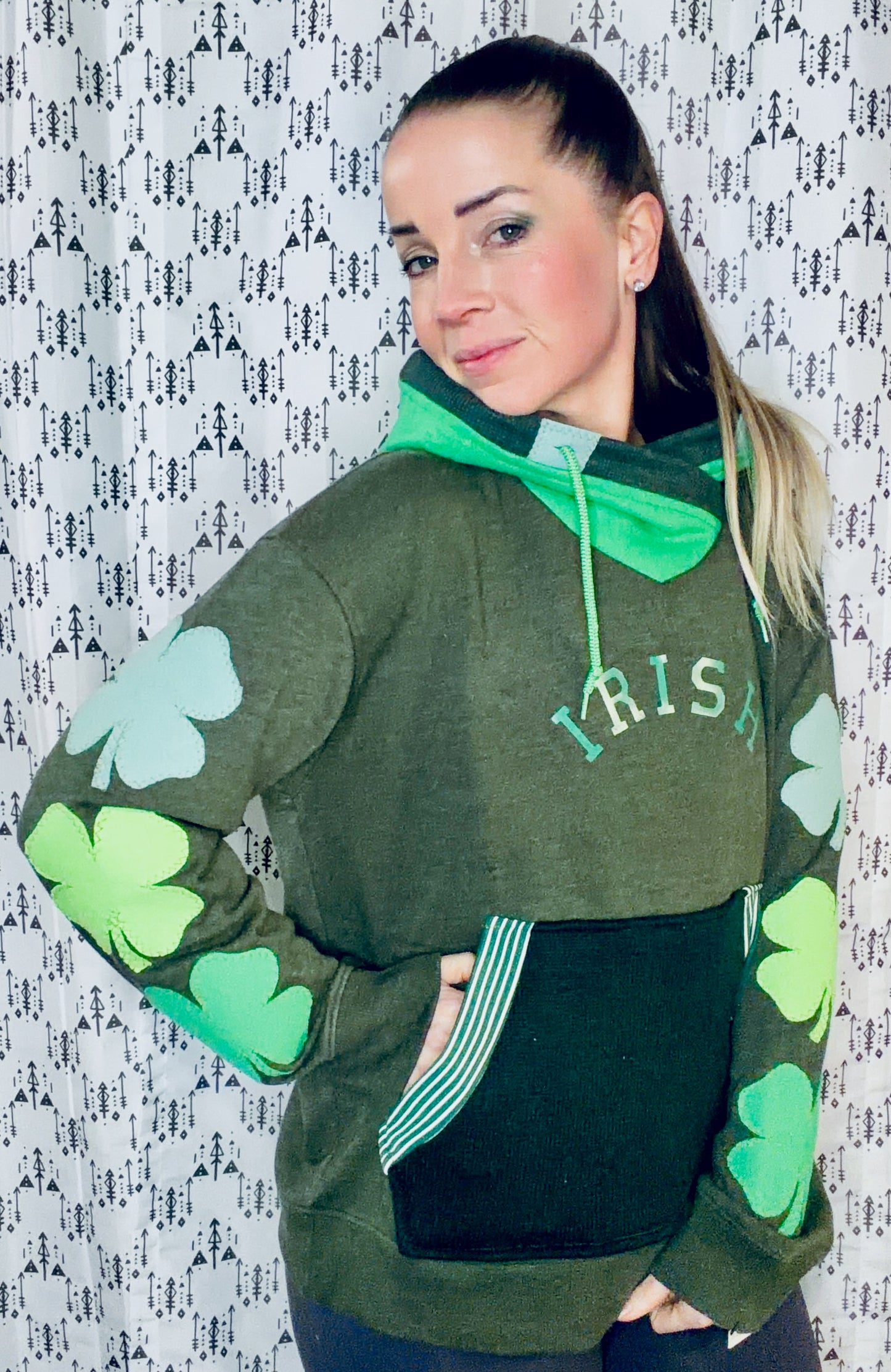 Ombre' Shamrock Green Hoodie Size Women's- L/XL