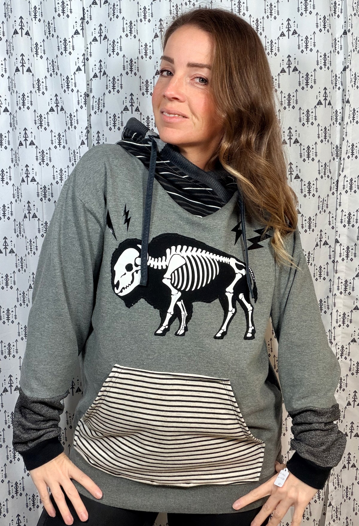 Grey Skeleton Buffalo ROCKTOBERFESTHoodie Size Unisex- L/XL