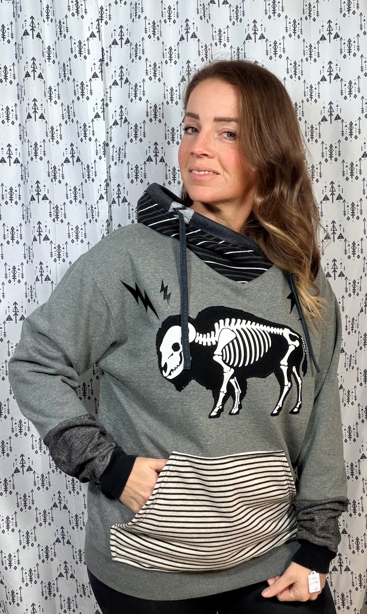 Grey Skeleton Buffalo ROCKTOBERFESTHoodie Size Unisex- L/XL