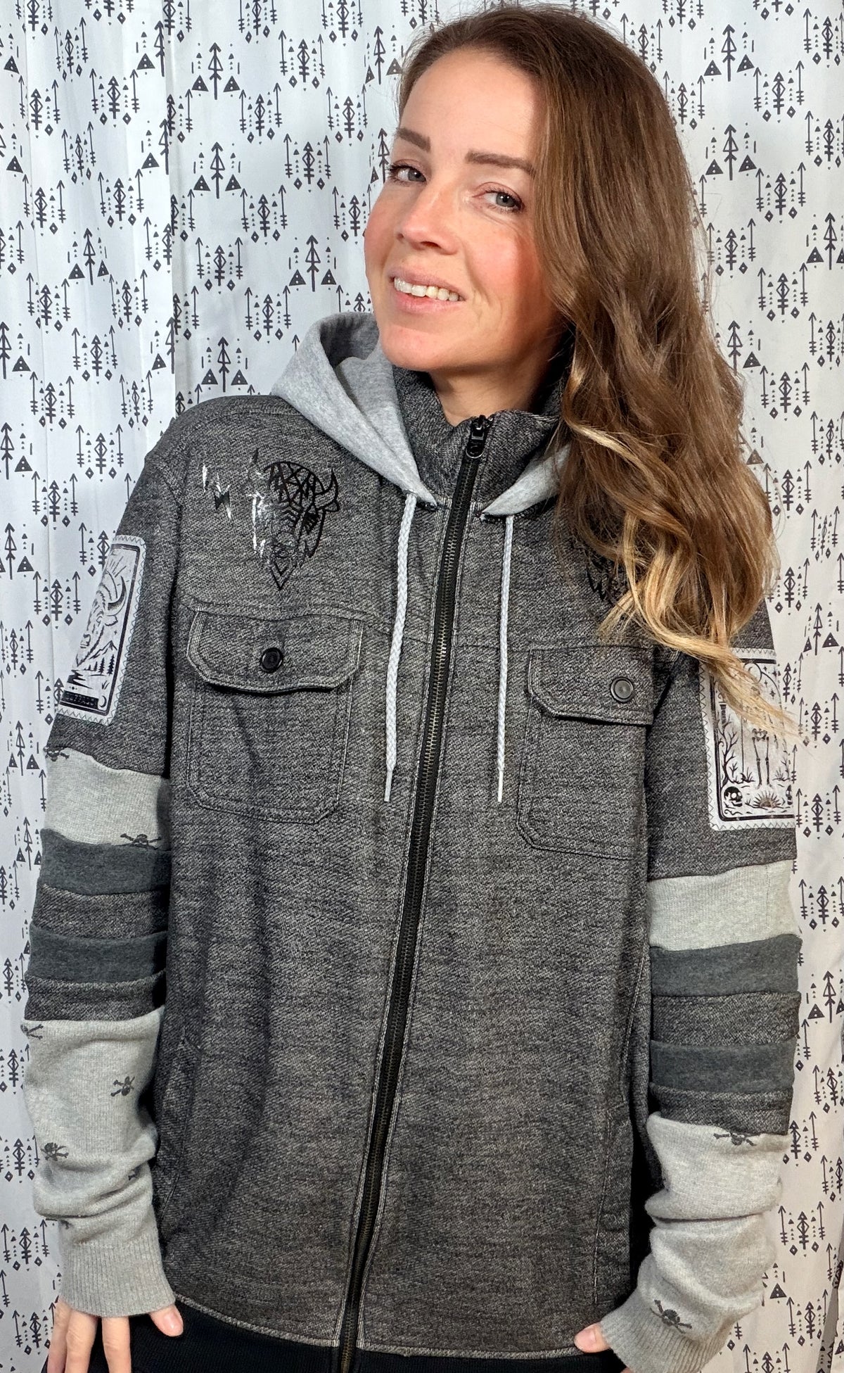 Black Buffalo Tarot ROCKTOBERFEST Zip Up Hoodie Size Unisex-L/XL