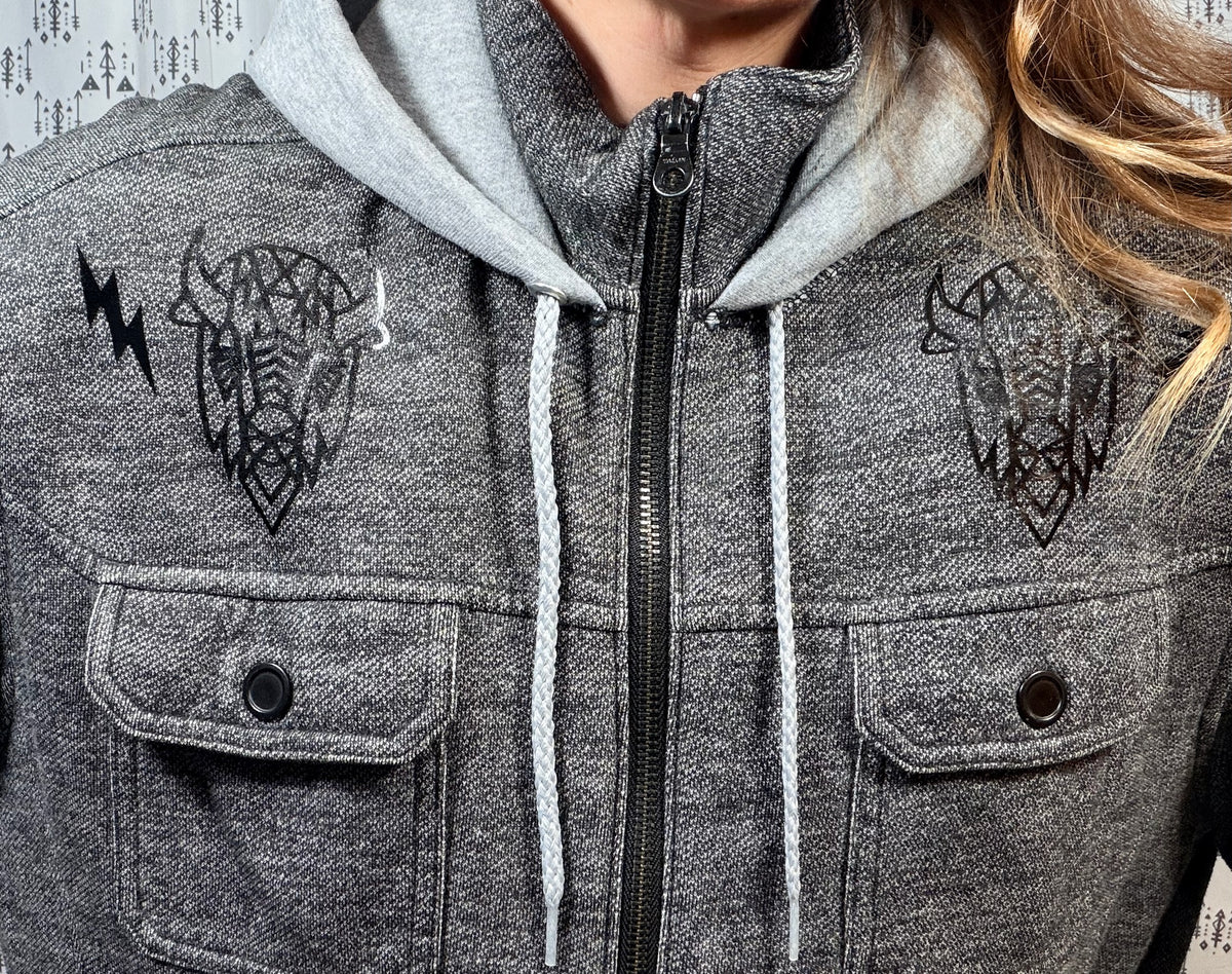 Black Buffalo Tarot ROCKTOBERFEST Zip Up Hoodie Size Unisex-L/XL
