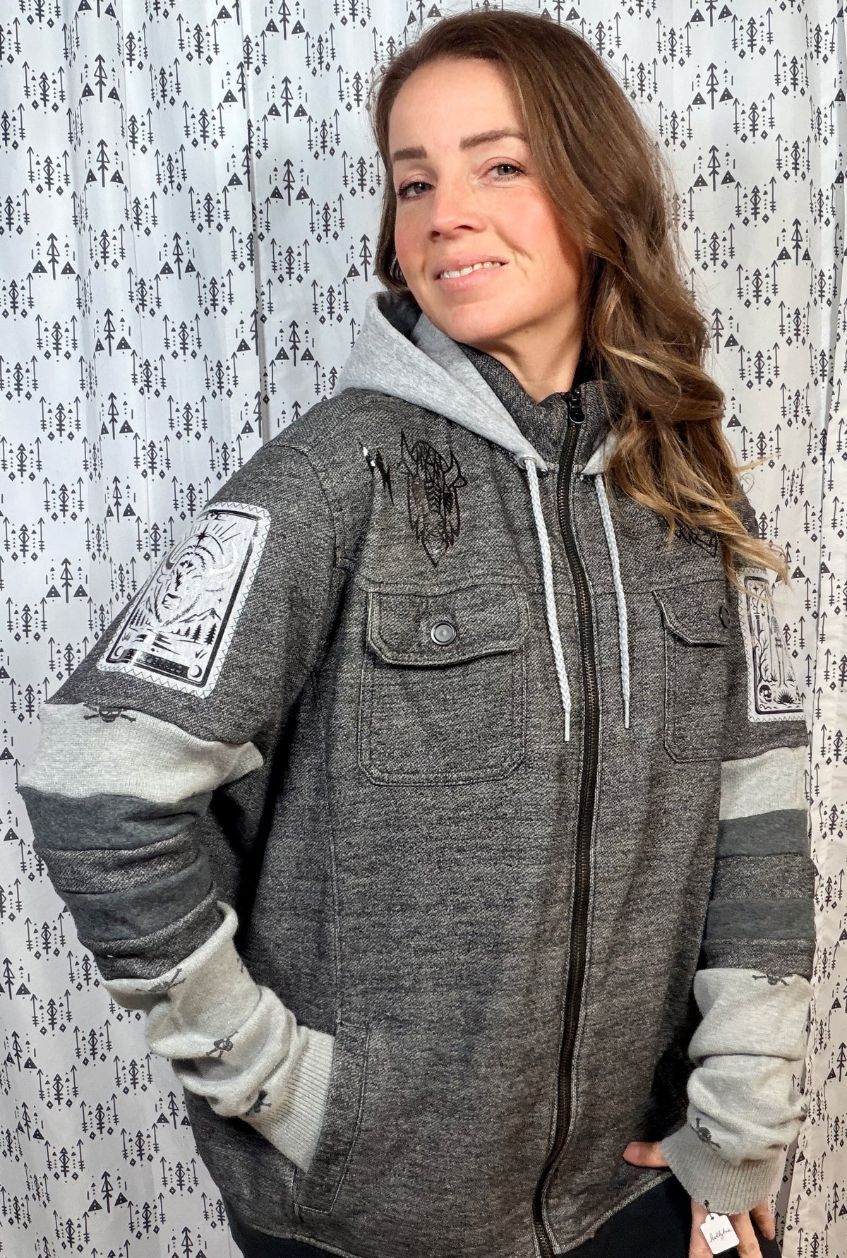 Black Buffalo Tarot ROCKTOBERFEST Zip Up Hoodie Size Unisex-L/XL