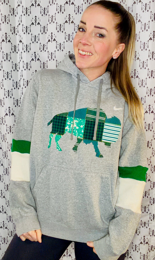 Grey St. Patty's Buffalo Hoodie Size Unisex-L/XL