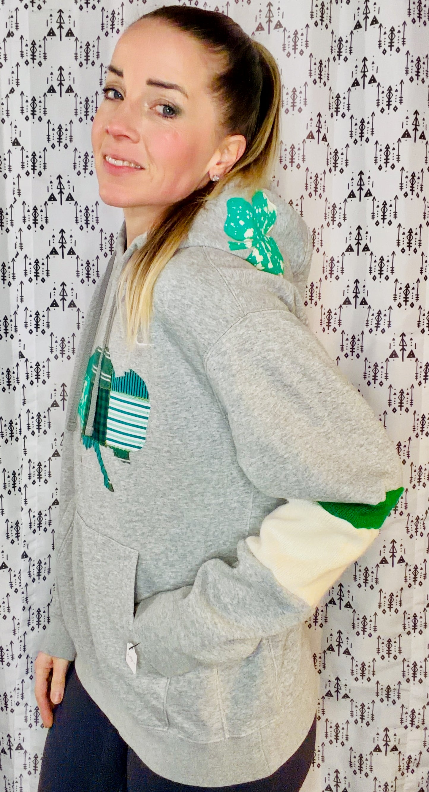 Grey St. Patty's Buffalo Hoodie Size Unisex-L/XL