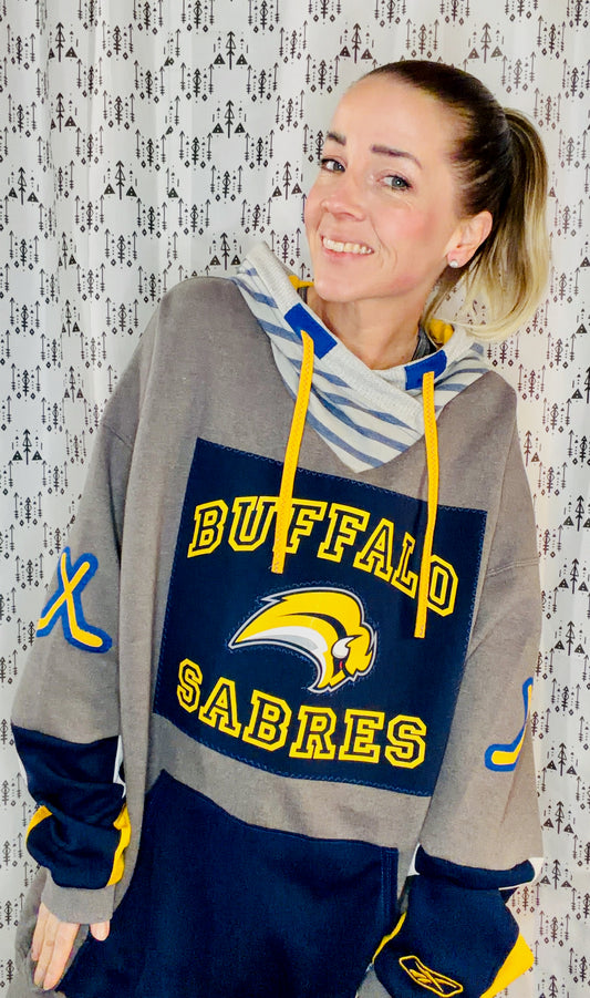 Dark Grey Buffalo Hockey Slug Hoodie Size Unisex-3X