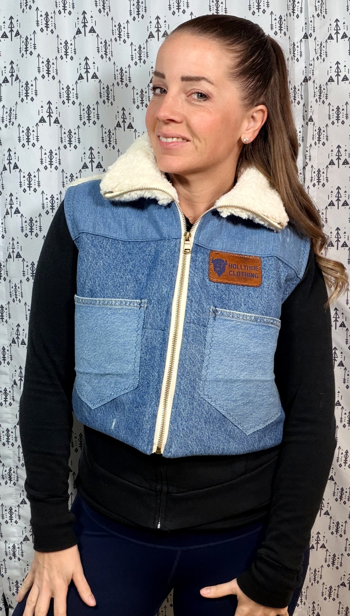 Light Blue Buffalo Zip-Up Vest Jacket Size Women's M